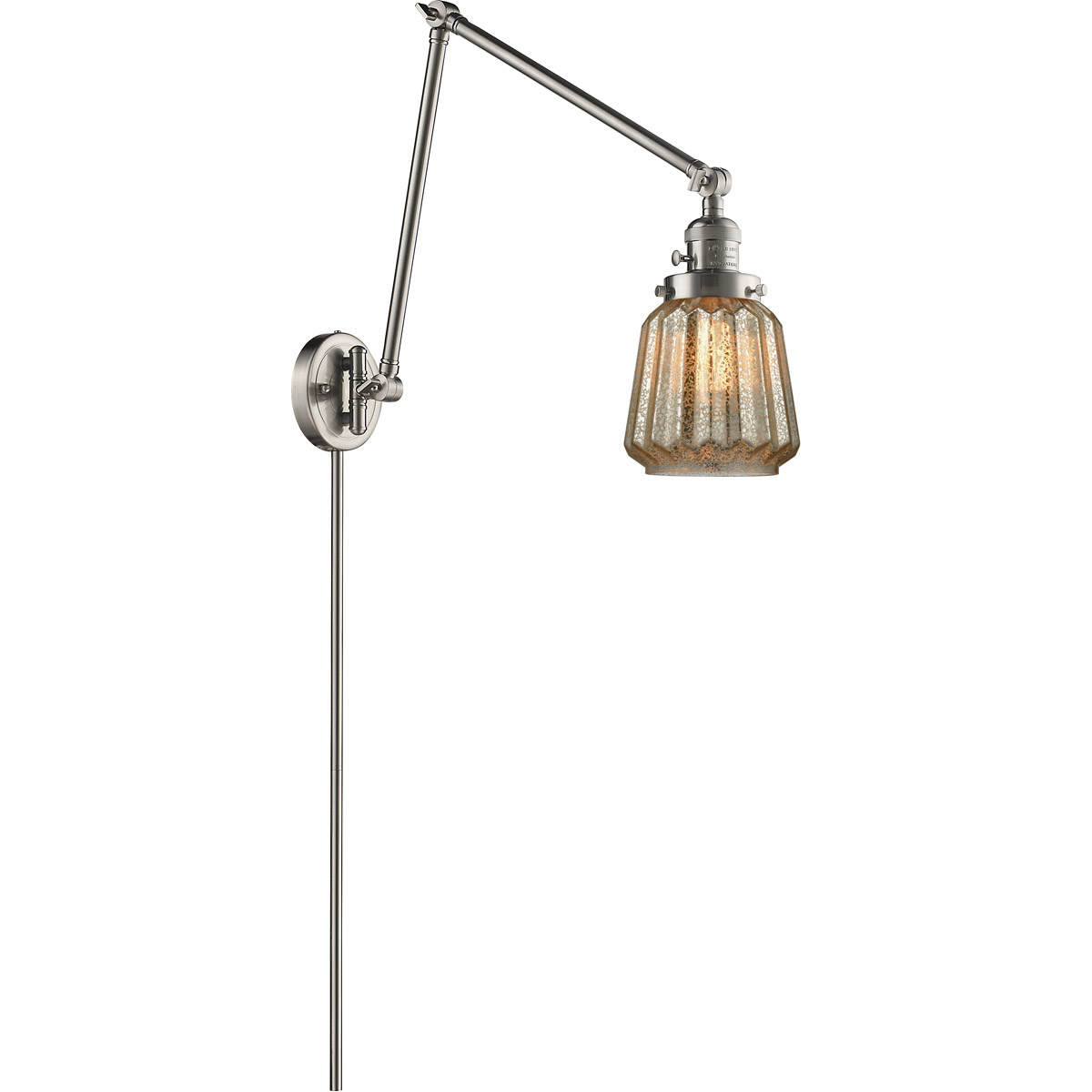 Chatham 30 inch 60.00 watt Satin Nickel Swing Arm Wall Light, Franklin Restoration