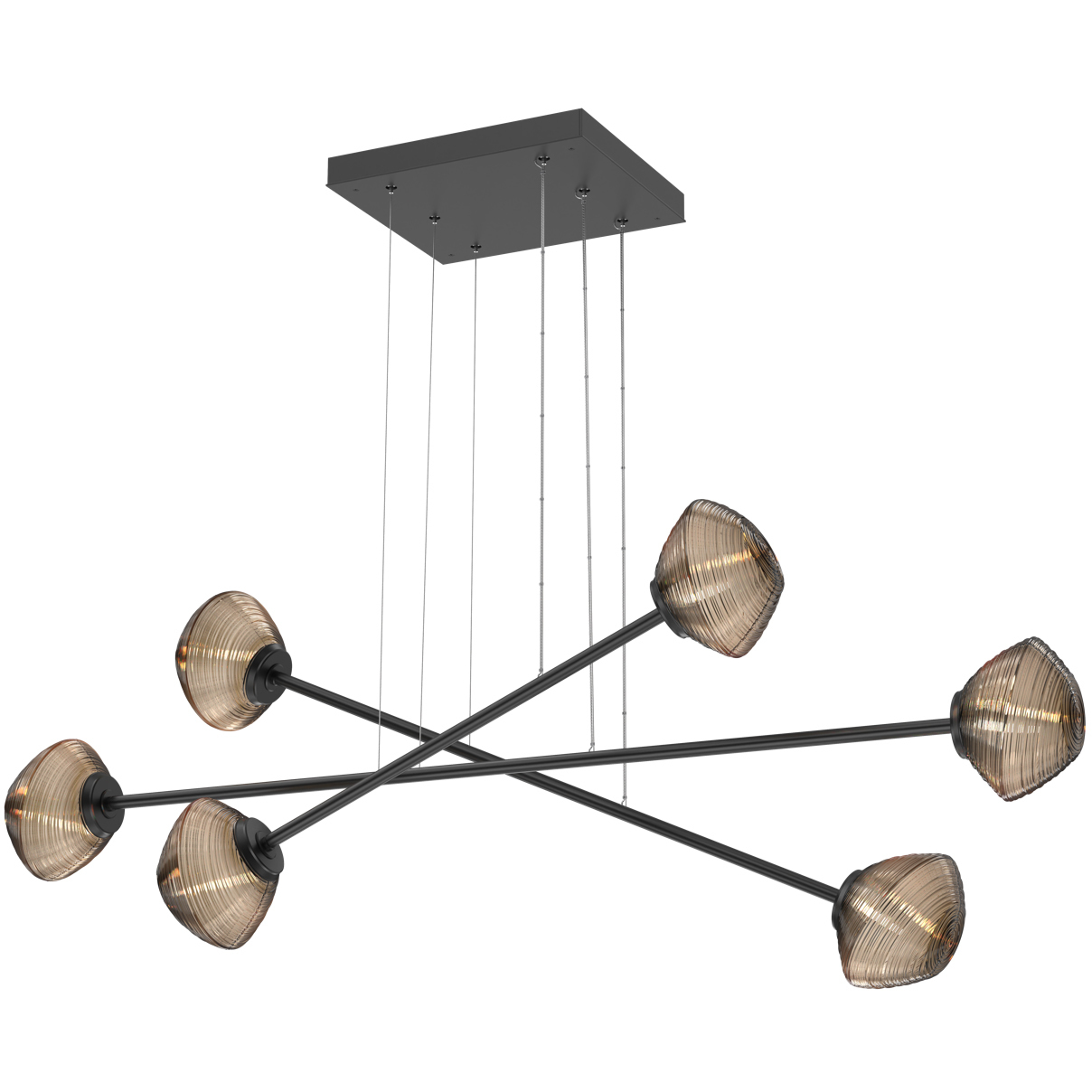 Mesa LED Matte Black Linear Multi-Pendant Ceiling Light in Bronze, 2700K LED, Triple Moda
