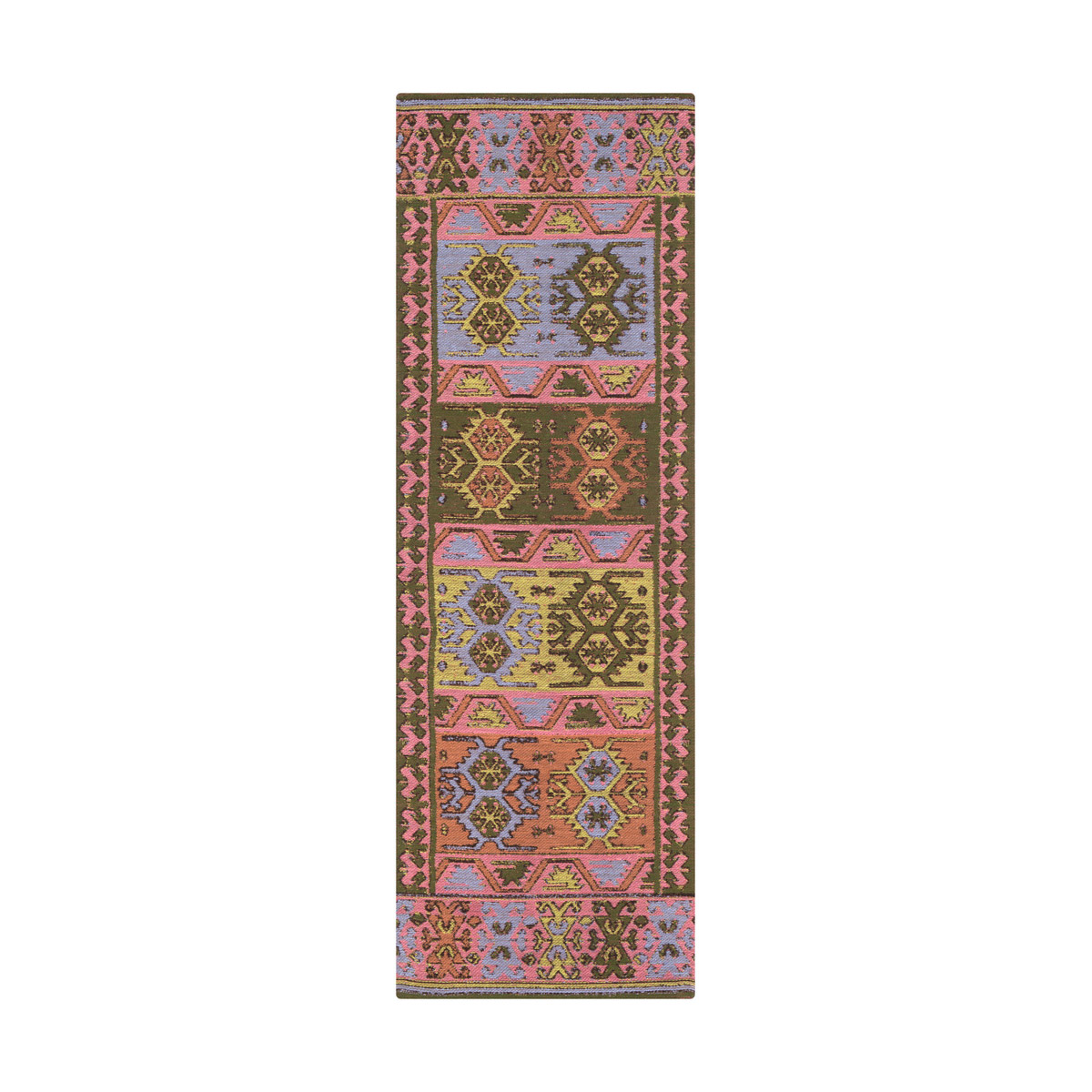 Sajal 96 X 30 inch Pale Pink/Dark Green/Camel/Lime/Denim/Black Indoor Area Rug, Runner