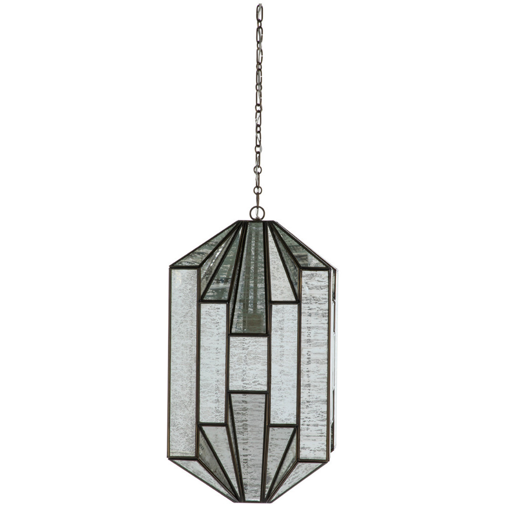 Emilio 1 Light 14 inch Antique Brushed Brass / Silver Mercury Glass Pendant Ceiling Light