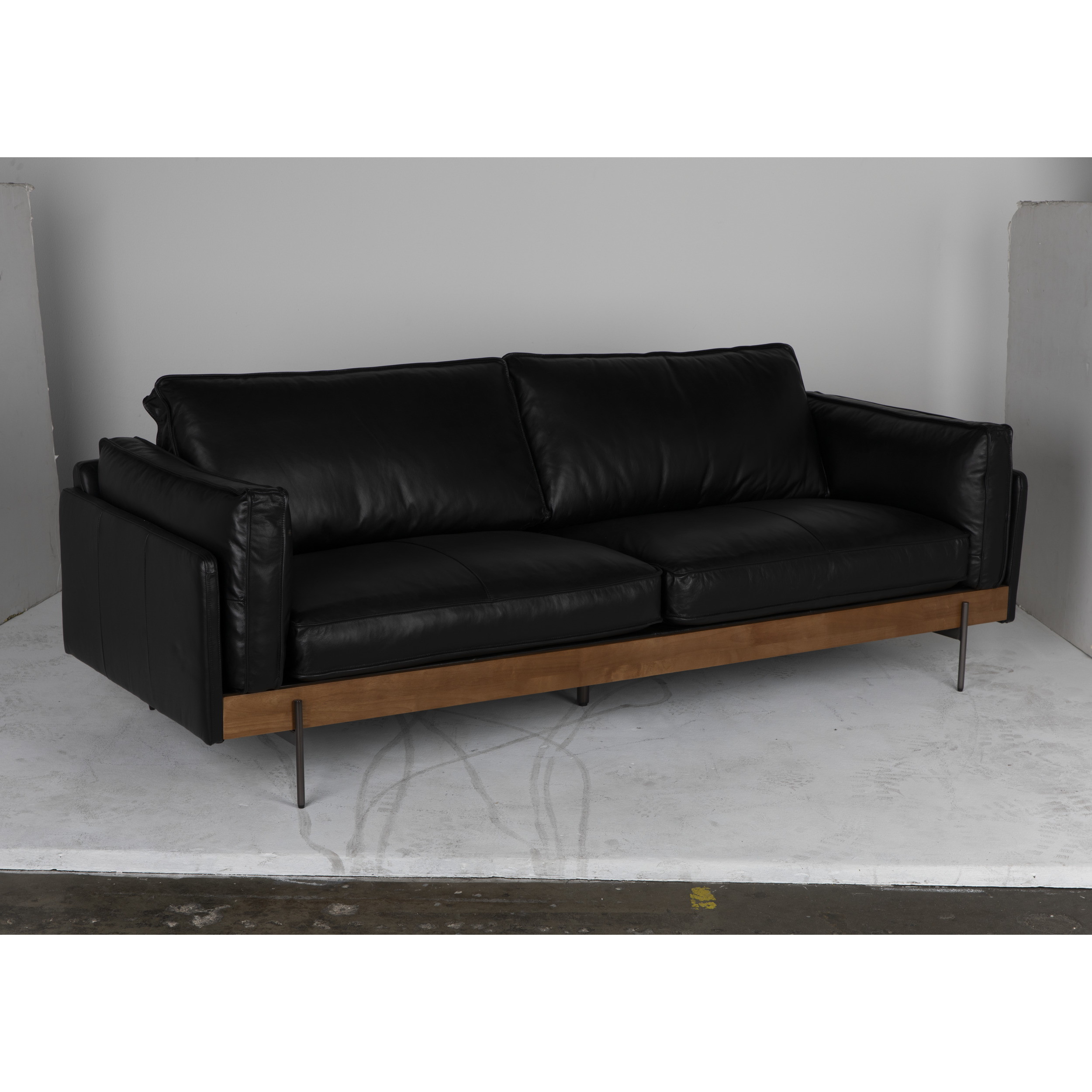 Ray Dark Walnut, Onyx Black, and Steel Gray Powder Coat Sofa