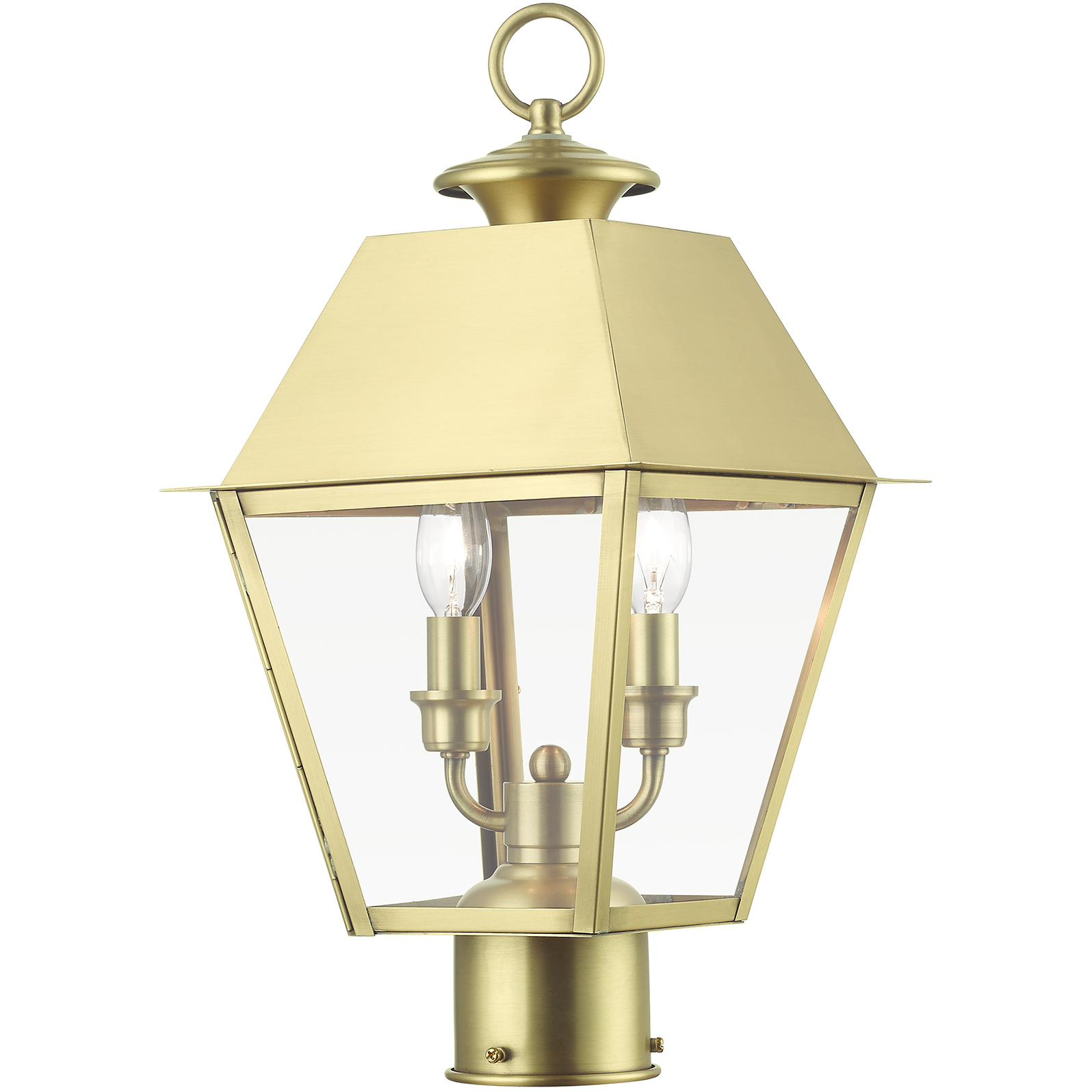 Wentworth 2 Light 17.5 inch Natural Brass Outdoor Post Top Lantern, Medium