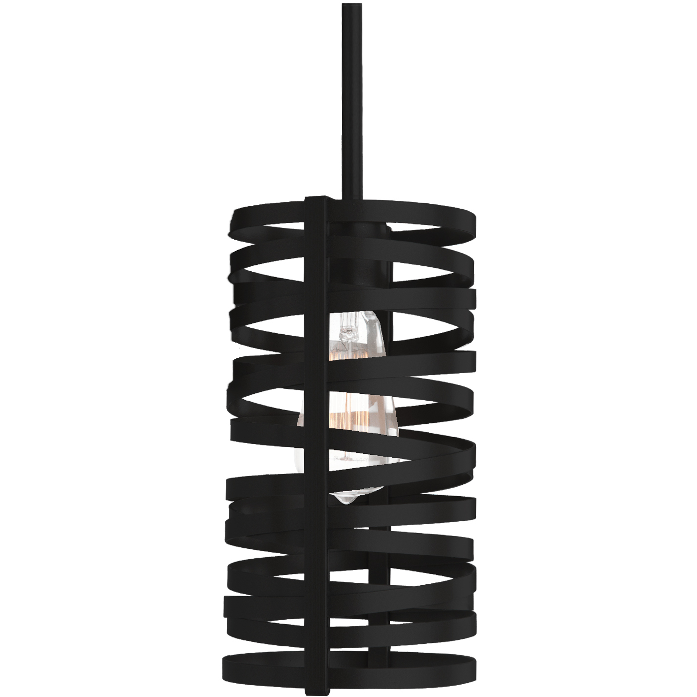 Tempest 1 Light 6 inch Matte Black Pendant Ceiling Light in Exposed Bulb, E26 Incandescent, Rod