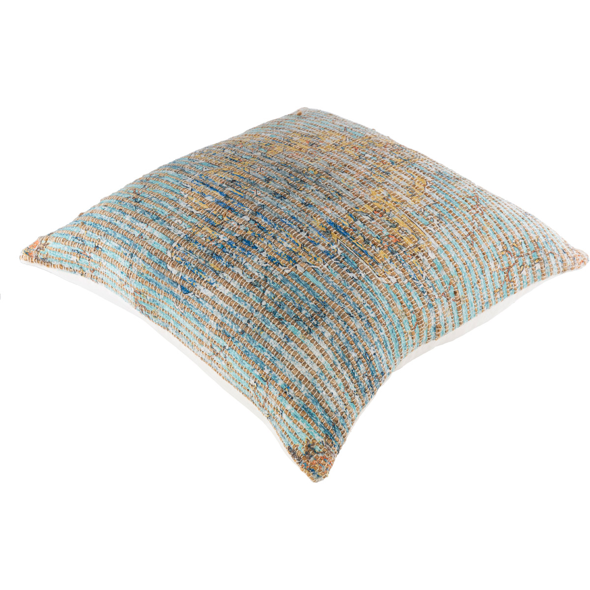 Coventry 26 X 26 inch Bright Yellow/Ivory/Bright Orange/Aqua Pillow Cover, Square
