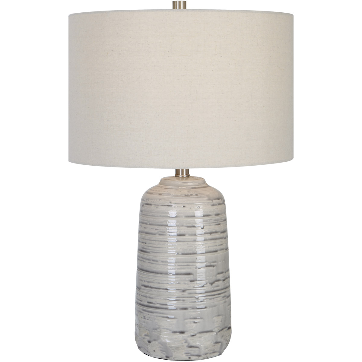 Cyclone 25 inch 150.00 watt Ivory Glaze with Striped Gray Drip Table Lamp Portable Light