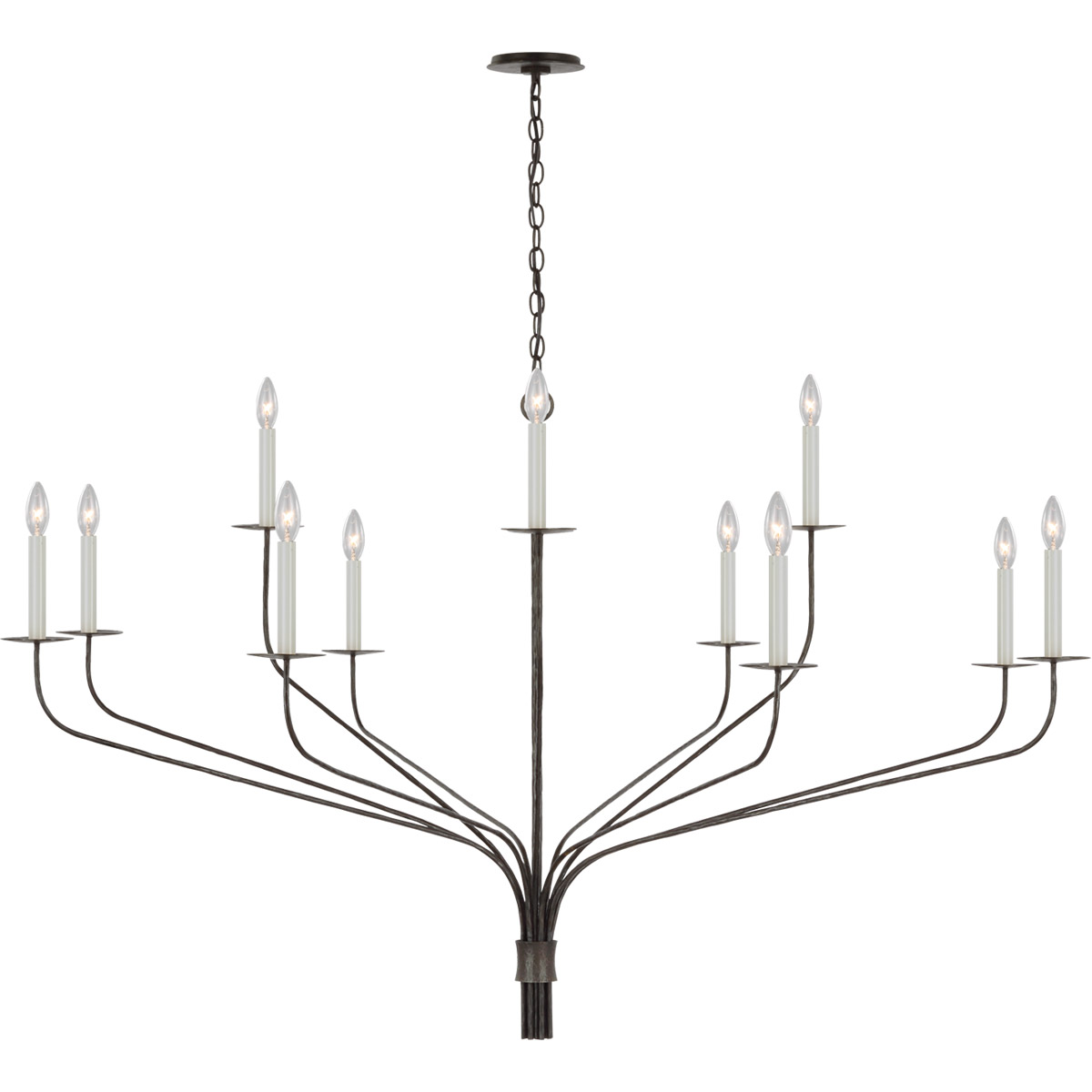 Ian K. Fowler Belfair LED 60 inch Aged Iron Two-Tier Chandelier Ceiling Light, Grande