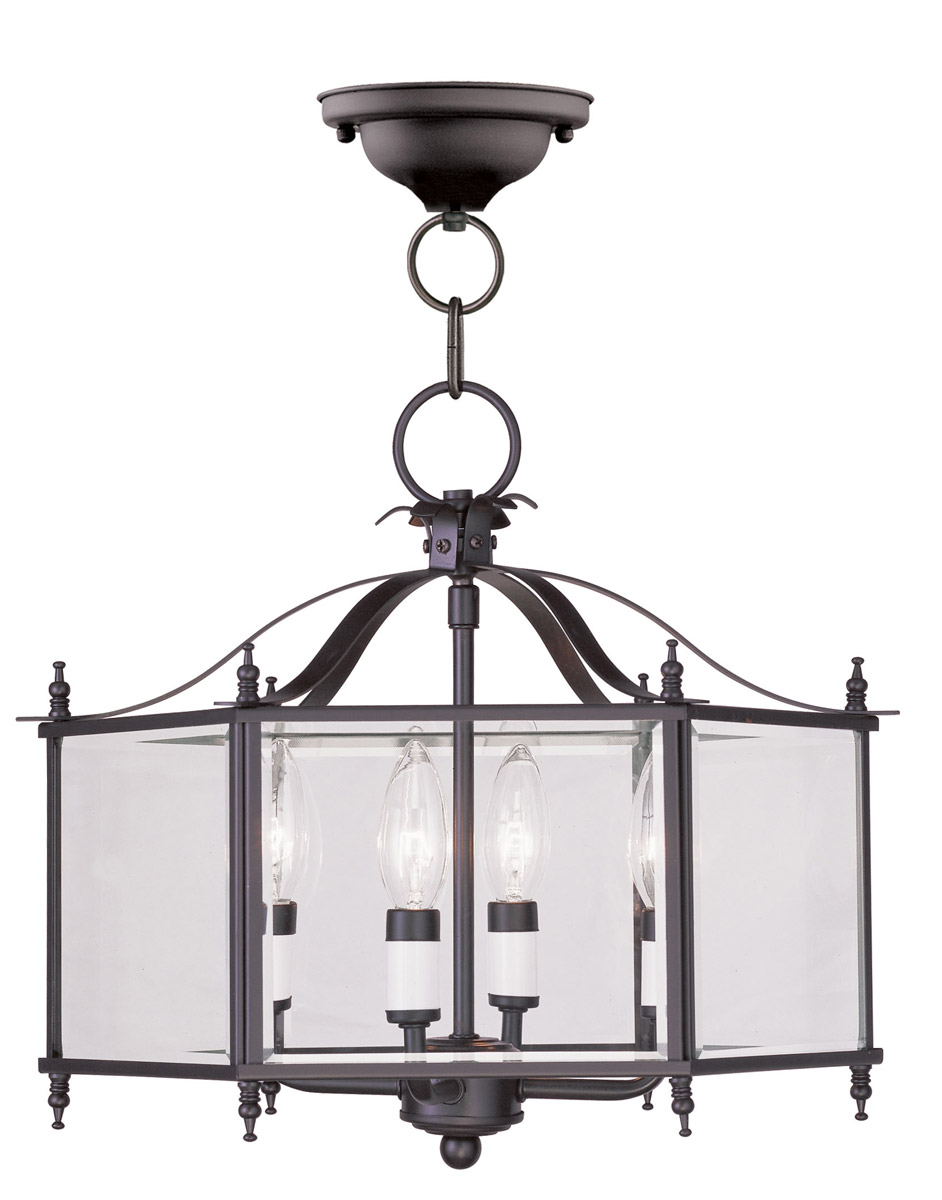 Livingston 4 Light 15.5 inch Bronze Convertible Pendant/Ceiling Mount Ceiling Light