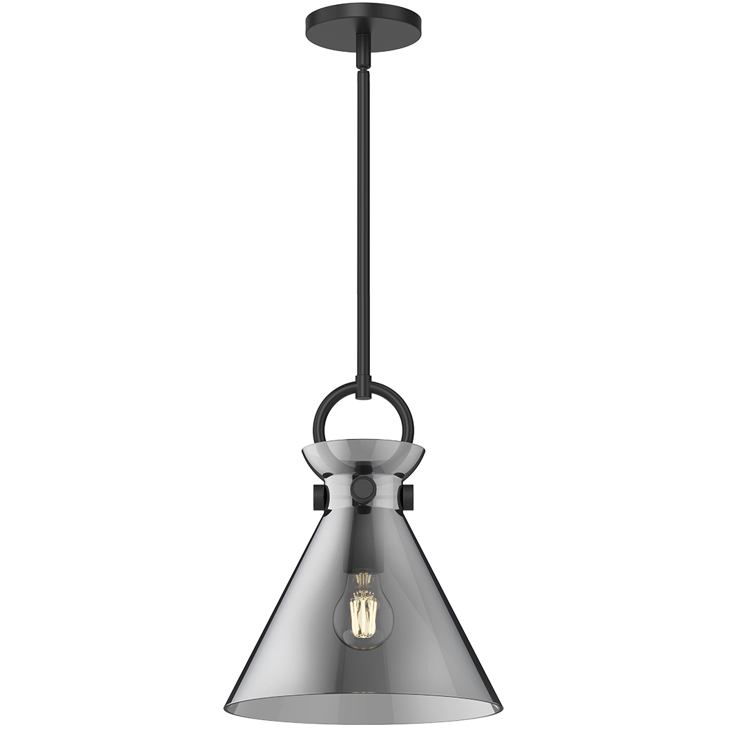 Alora Mood Emerson 1 Light 10.5 inch Matte Black Pendant Ceiling Light in Smoked Glass
