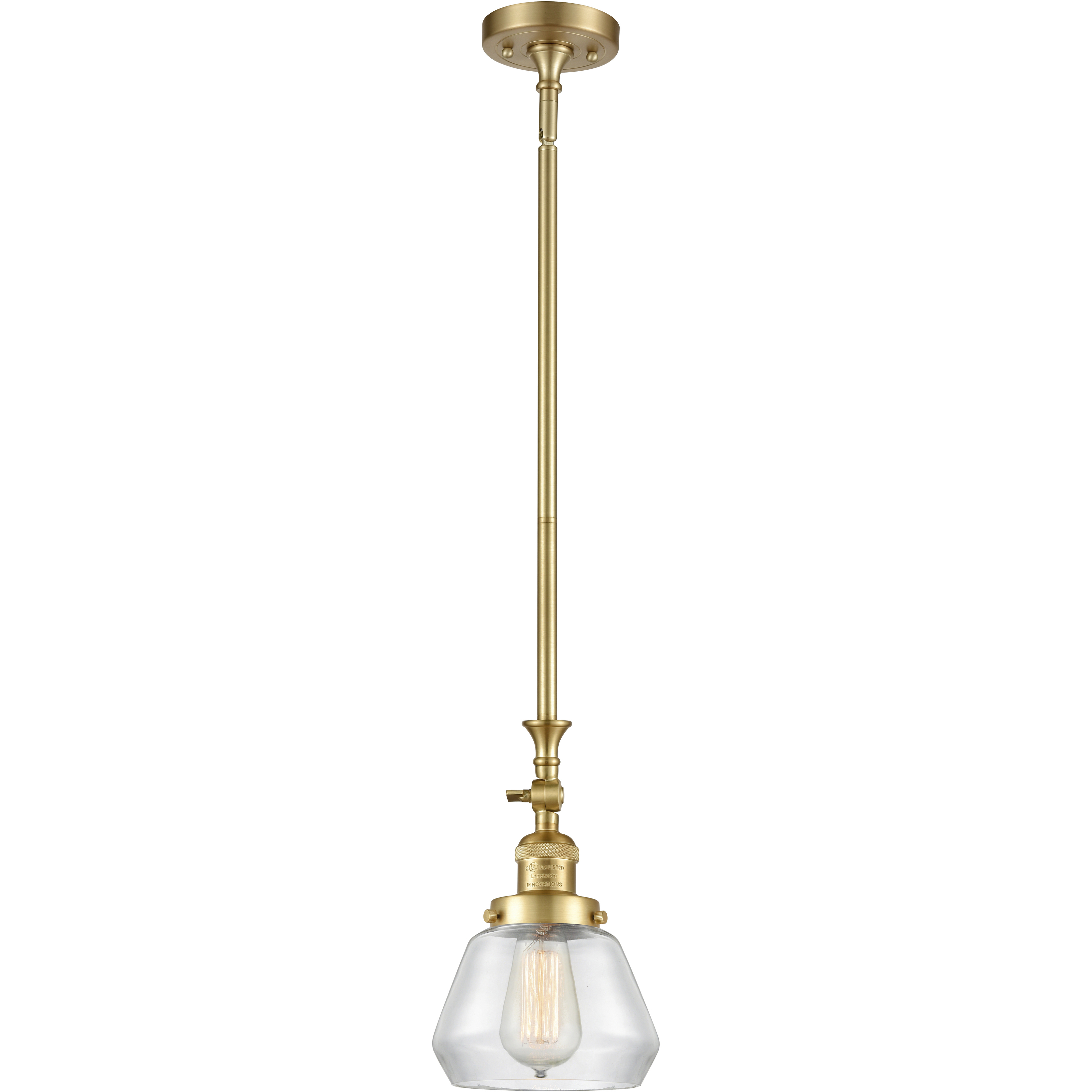 Franklin Restoration Fulton LED 7 inch Satin Gold Mini Pendant Ceiling Light in Clear, Franklin Restoration