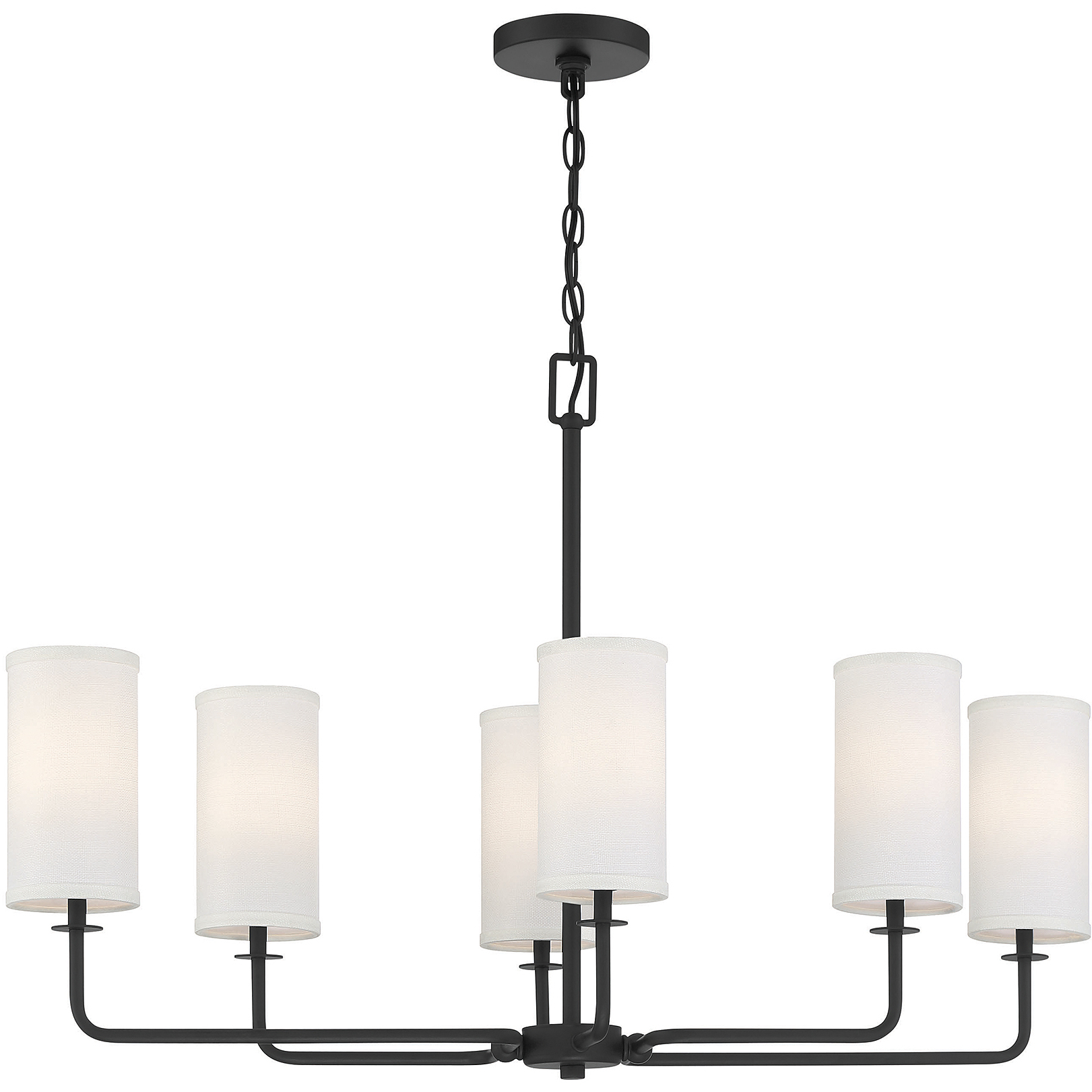 Powell 6 Light 35 inch Matte Black Linear Chandelier Ceiling Light, Essentials