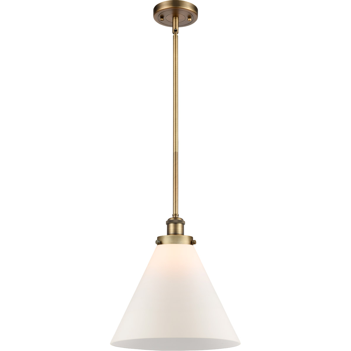 Ballston X-Large Cone 1 Light 12 inch Brushed Brass Pendant Ceiling Light in Matte White Glass