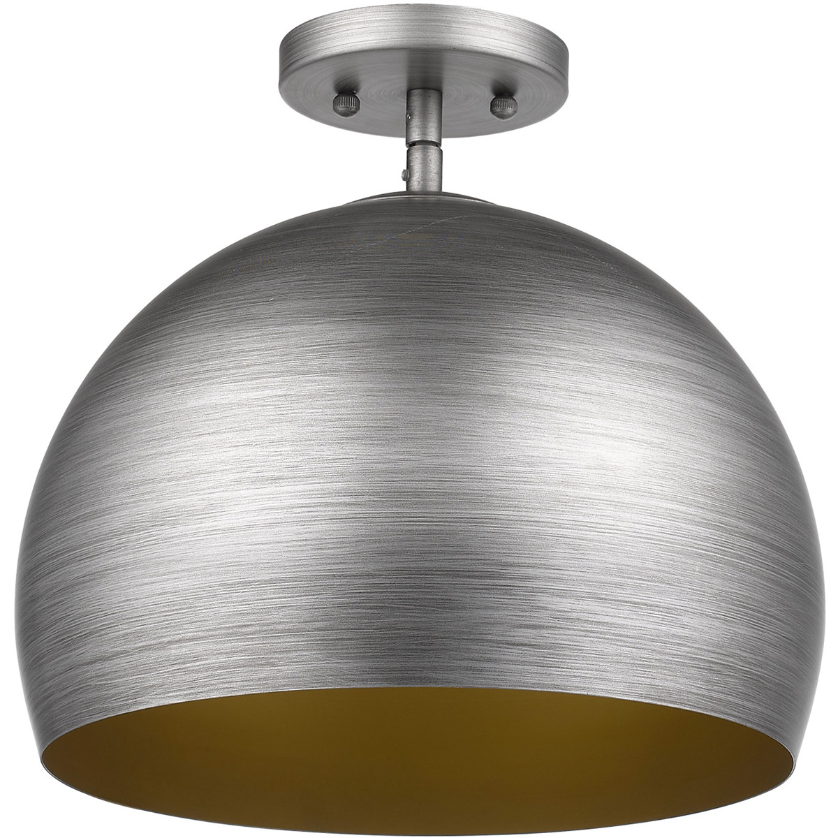Latitude 1 Light 13.75 inch Hand Painted Weathered Pewter W/ Gold Interior Pendant/Semi-Flush Ceiling Light