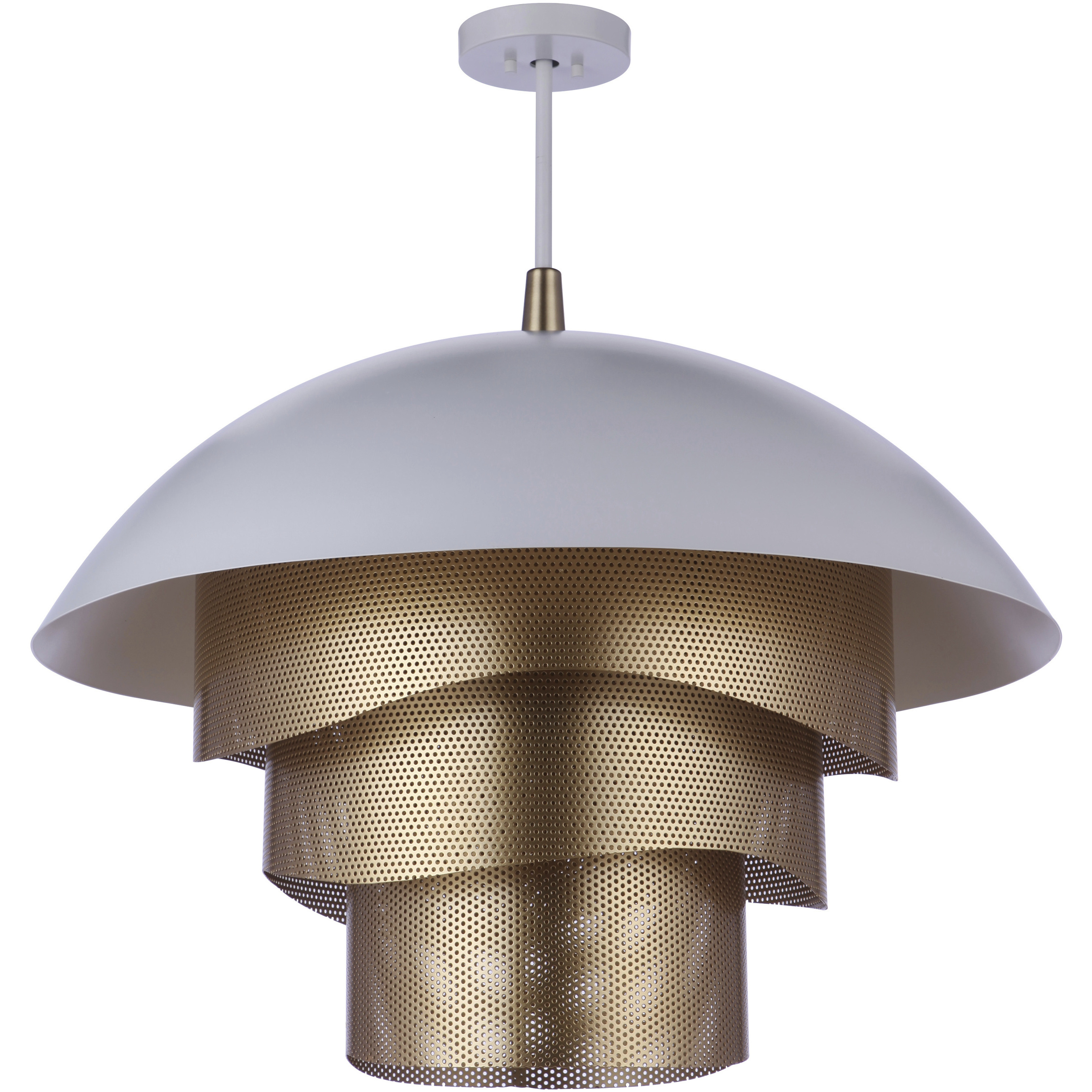 Sculptural Statement LED 31.25 inch Matte White/Matte Gold Pendant Ceiling Light in Matte White and Matte Gold