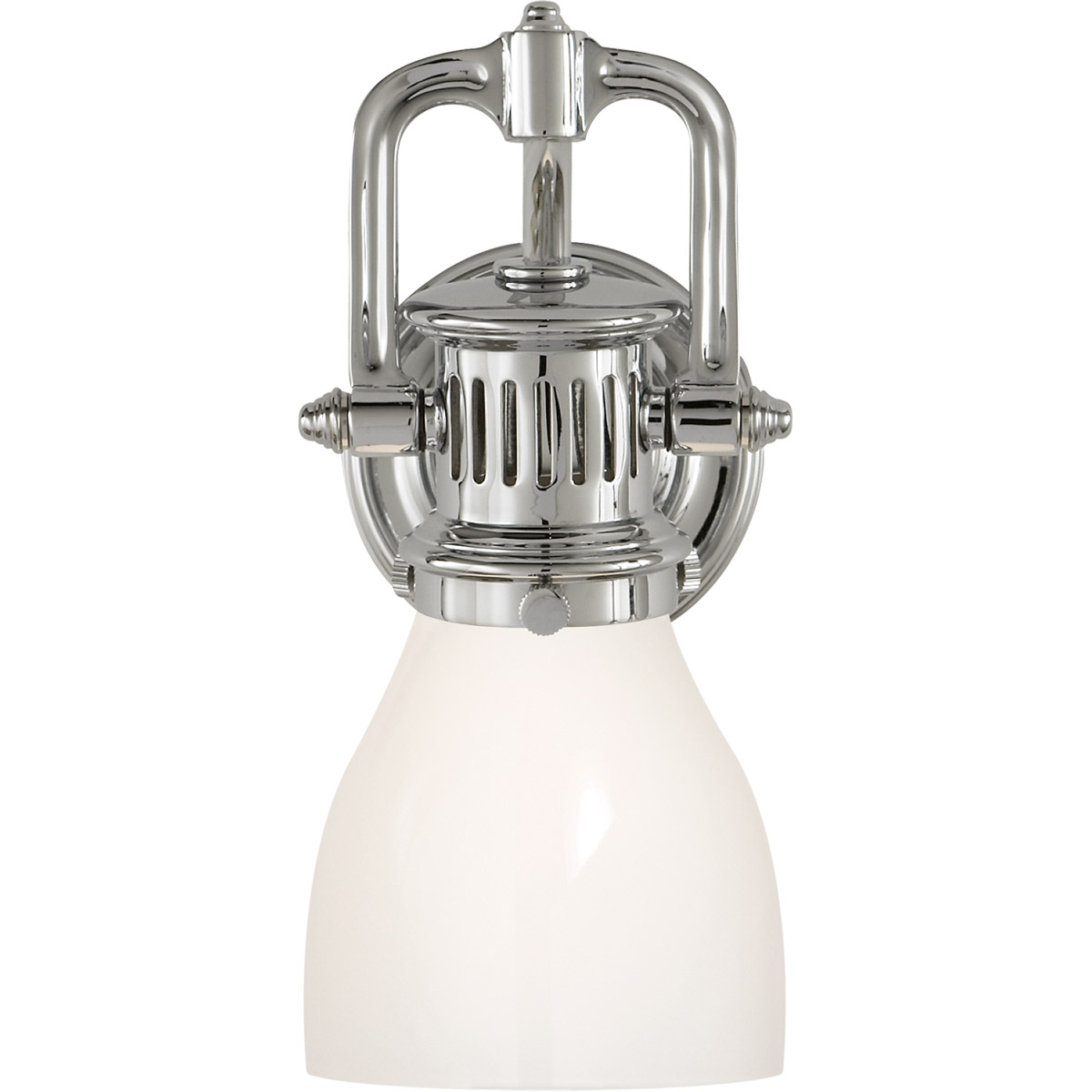 Chapman & Myers Yoke 1 Light 5 inch Polished Nickel Suspended Bath Sconce Wall Light in White Glass