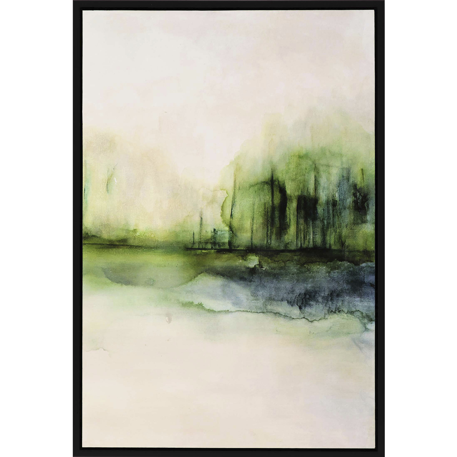 Evanesce Green and Beige and Blue Framed Art