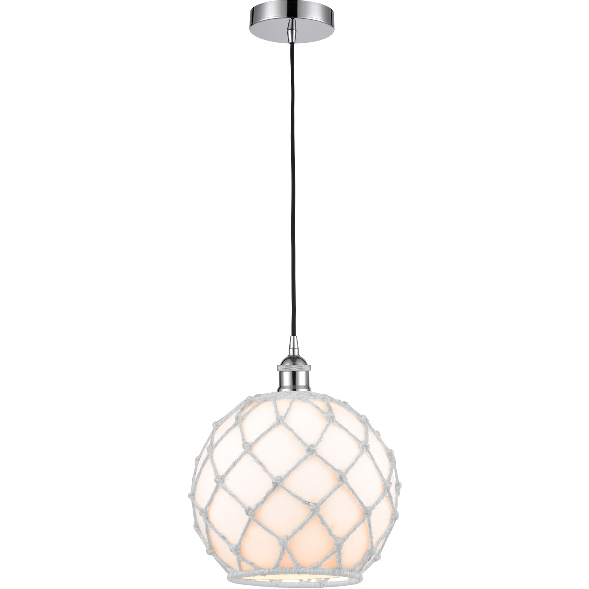 Edison Farmhouse Rope 1 Light 10 inch Polished Chrome Mini Pendant Ceiling Light