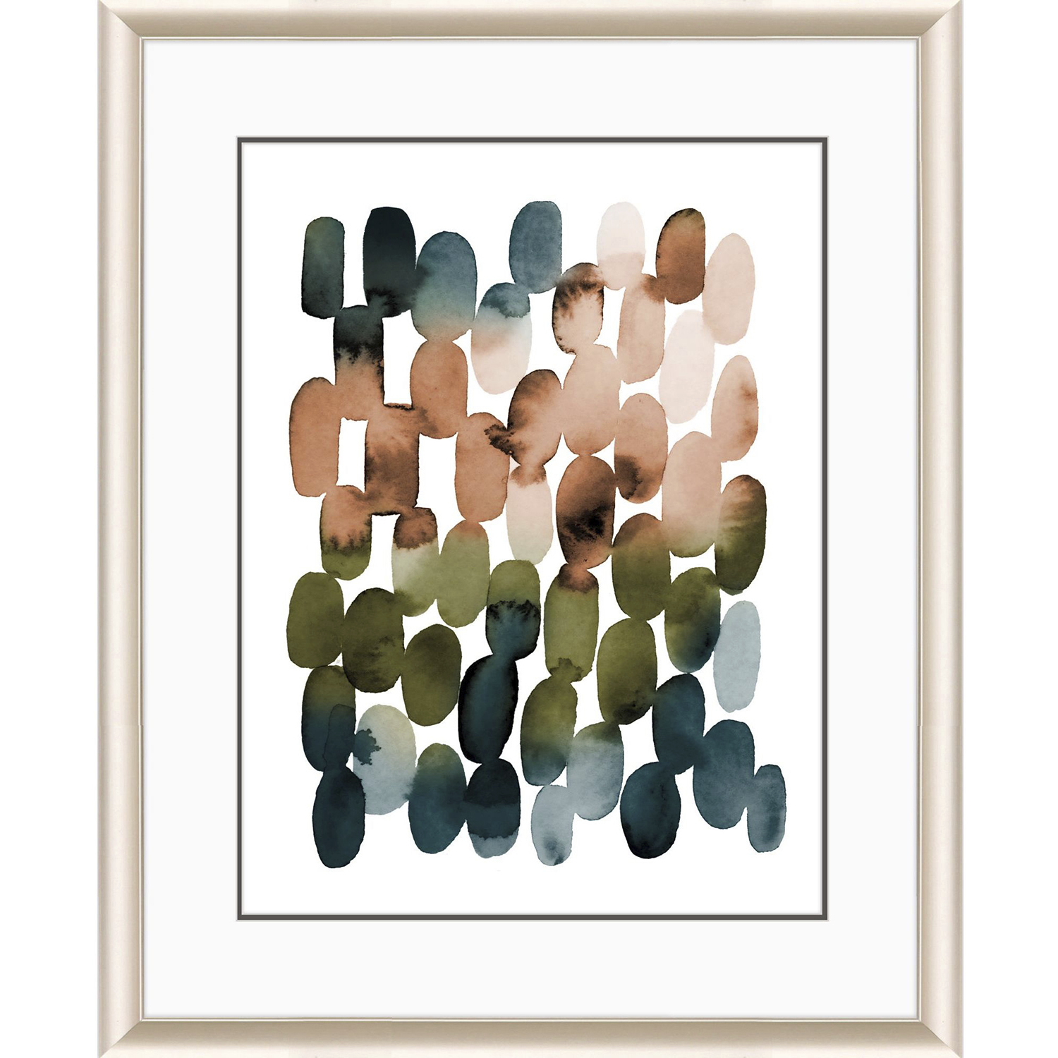 Earthy Brushstrokes / Earthy Circles Blue and Green and Rust Framed Art, Propac