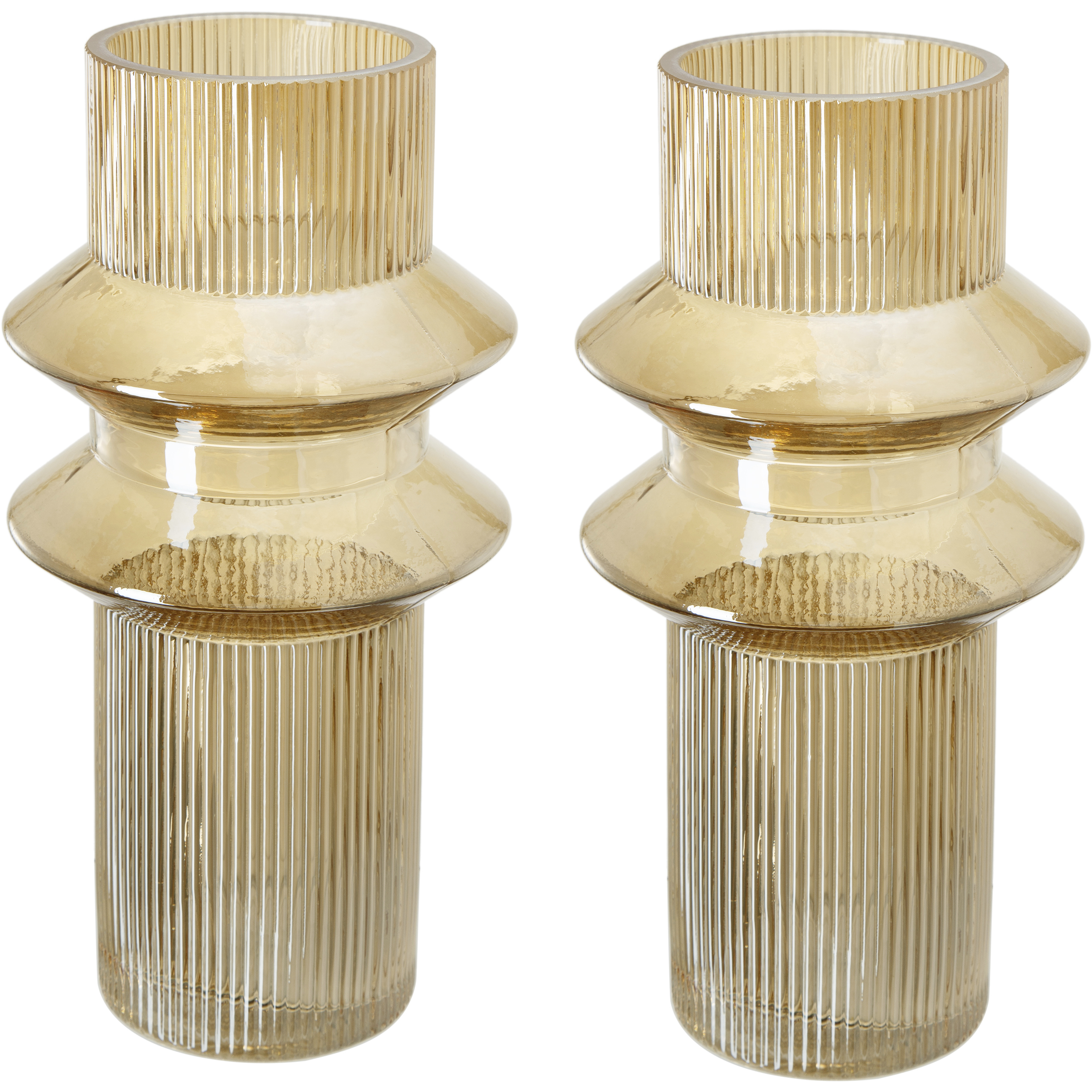 Ribbed Glass 11.8 X 5.9 inch Vase in Amber