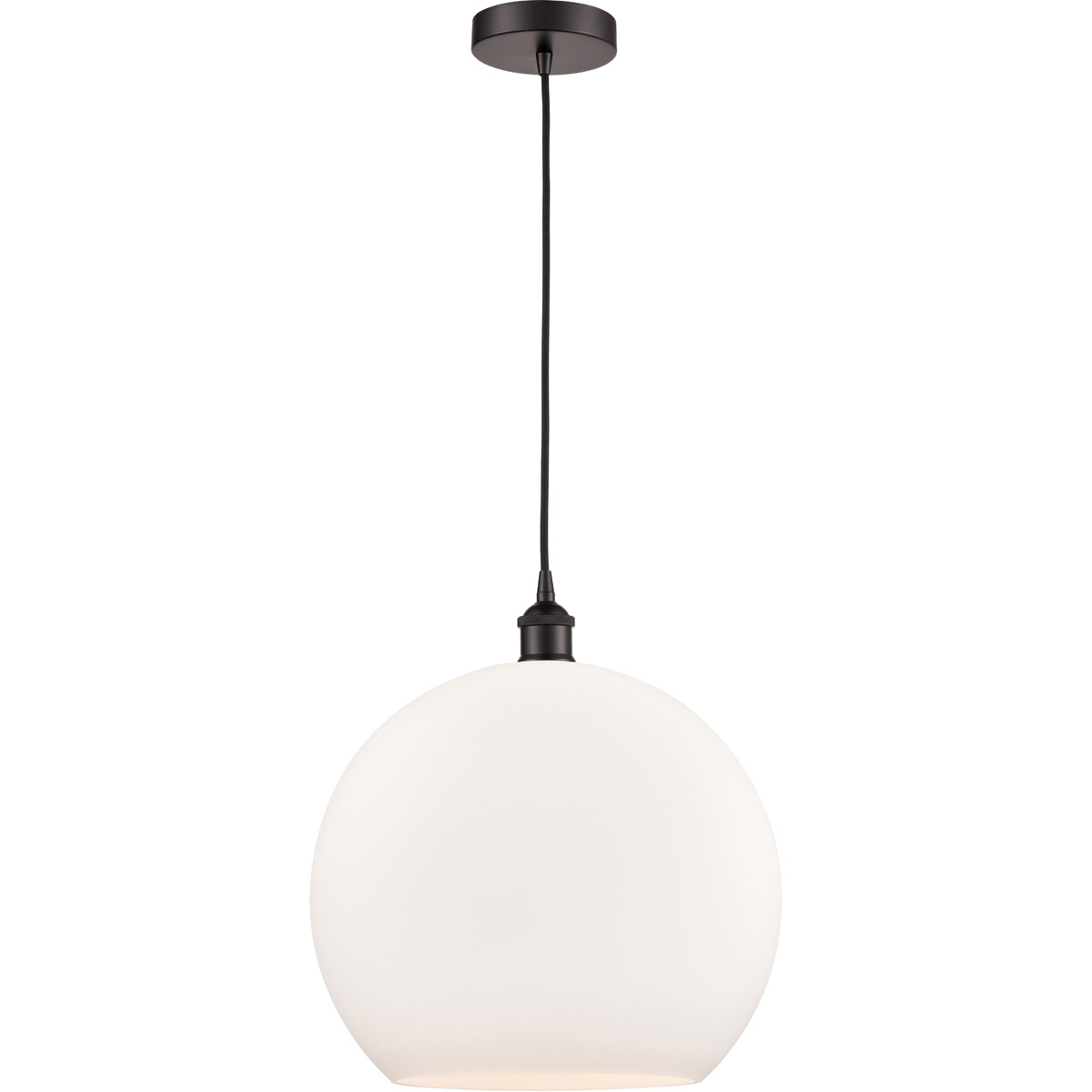 Edison Athens LED 13.75 inch Oil Rubbed Bronze Pendant Ceiling Light in Matte White Glass