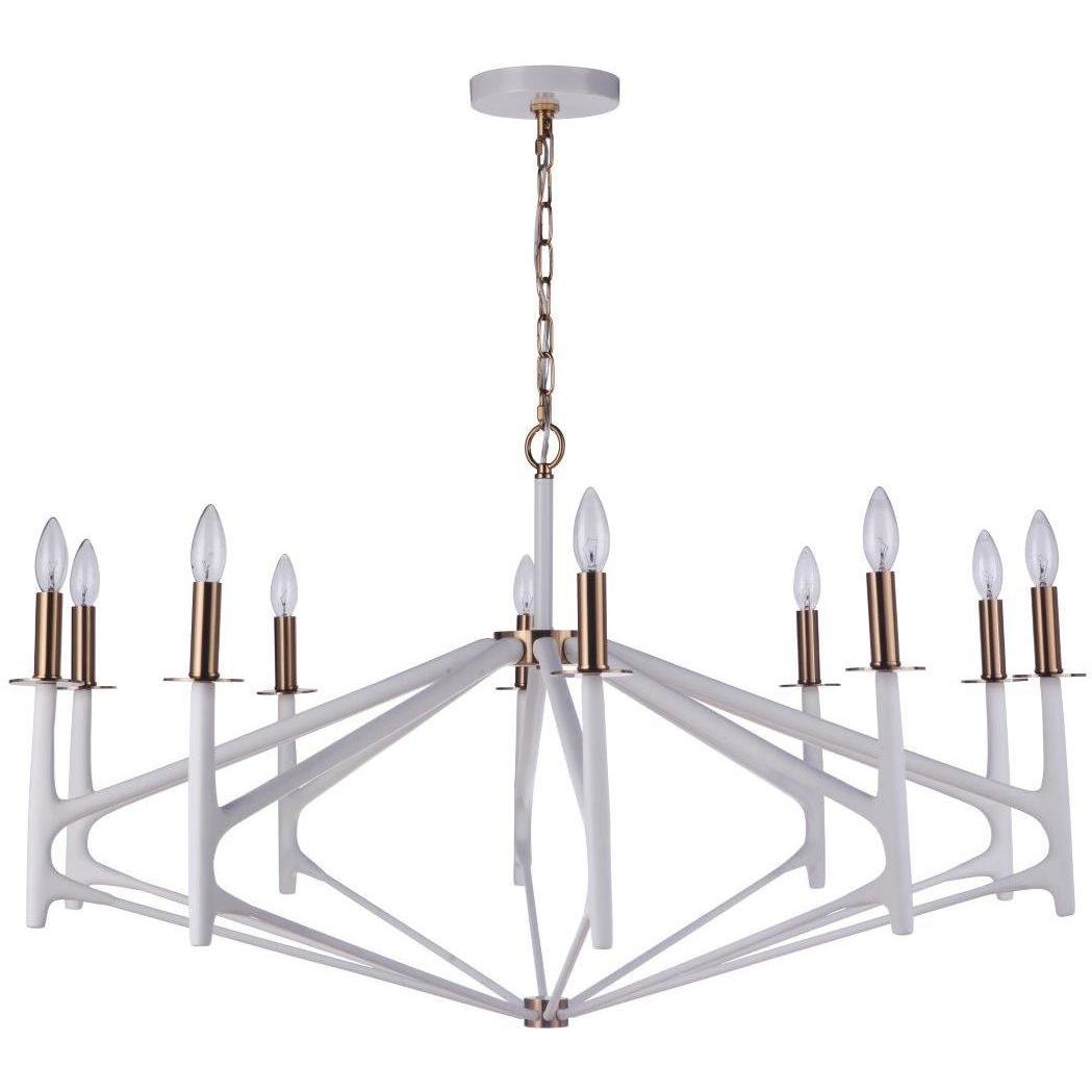 The Reserve LED 42.5 inch Matte White/Satin Brass Chandelier Ceiling Light