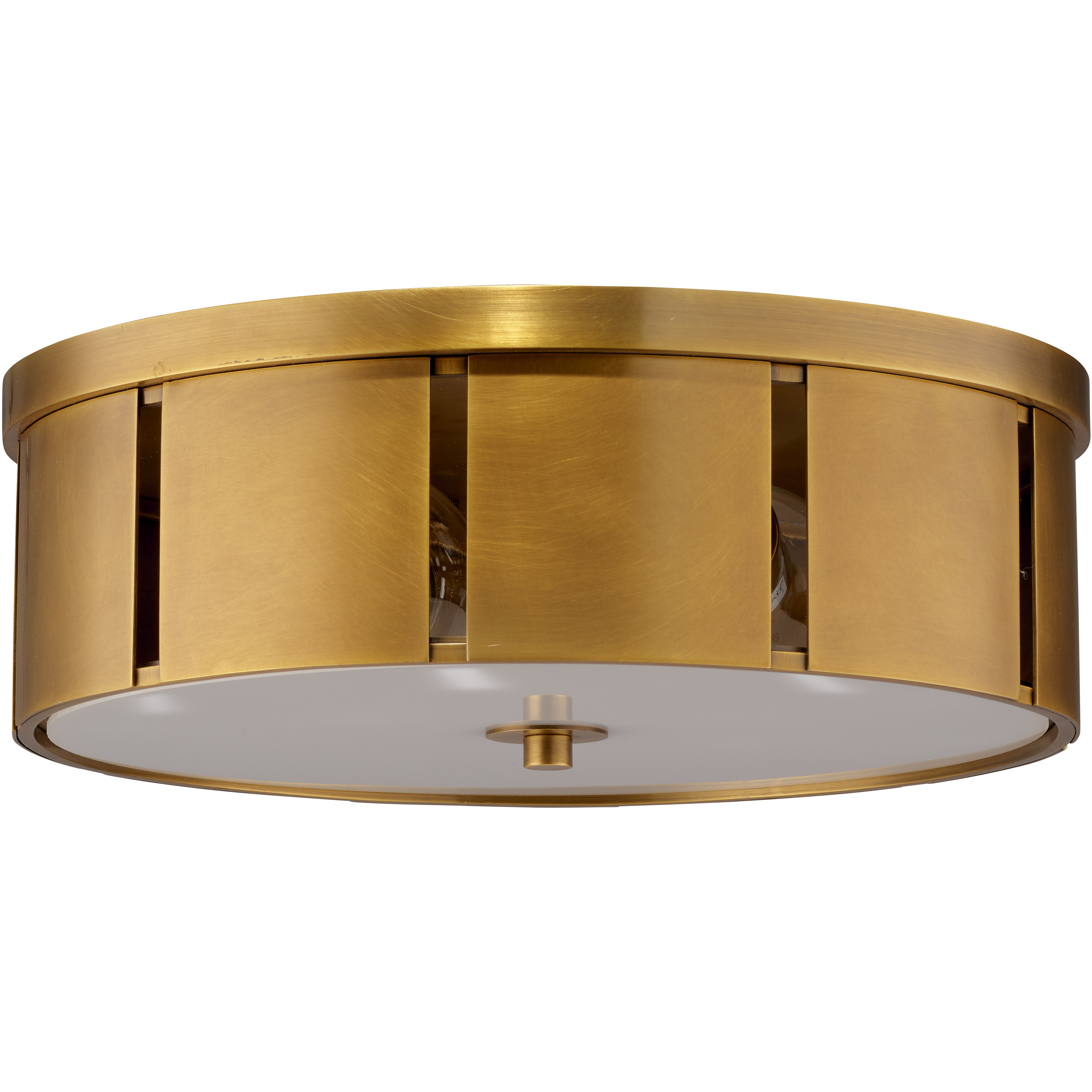 Orbit 2 Light 14 inch Antique Brass Flush Mount Ceiling Light, Small