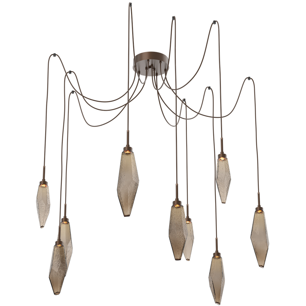 Rock Crystal LED 13.5 inch Burnished Bronze Swag Multi-Pendant Ceiling Light in Chilled Bronze, 2700K LED