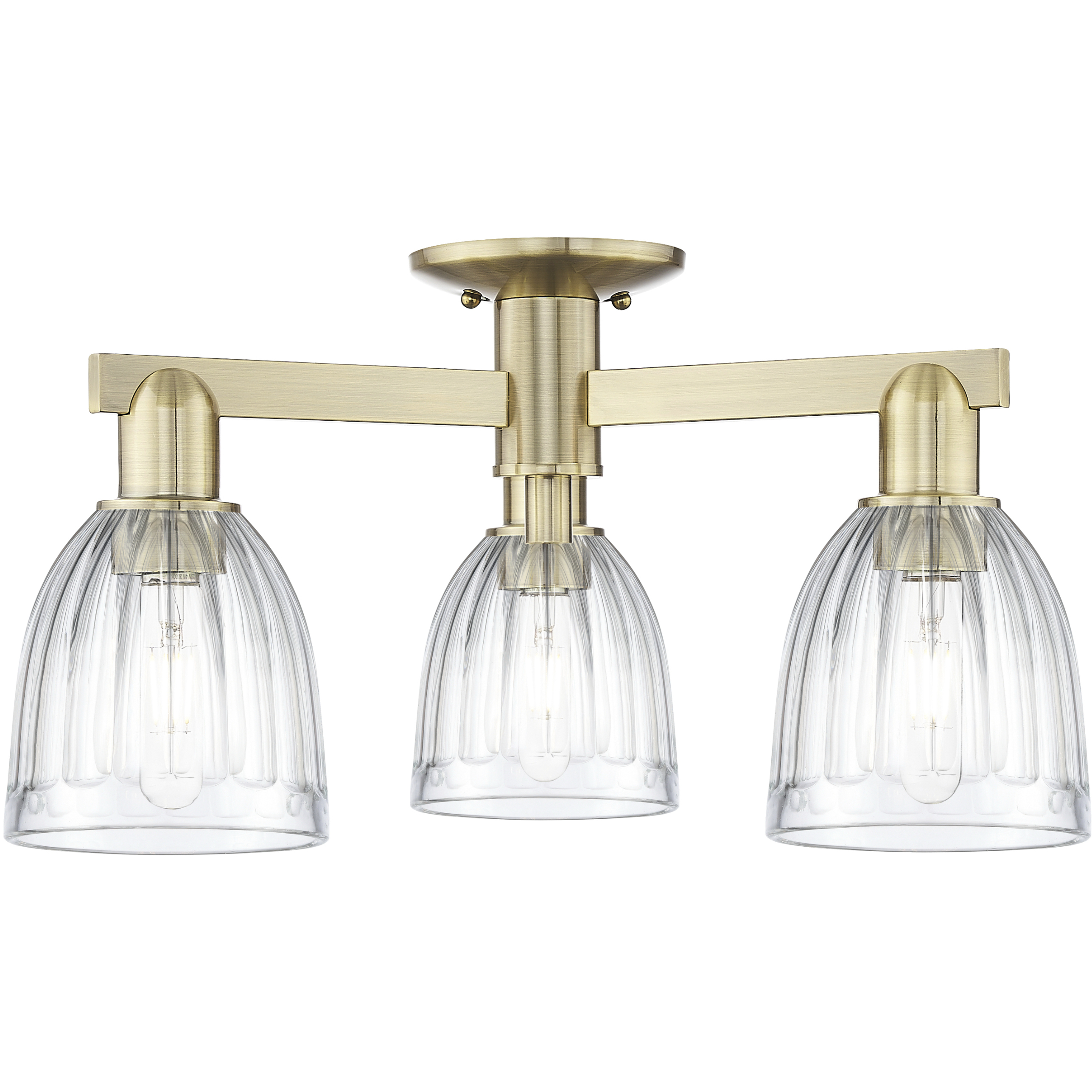 Arcadia Brookfield 3 Light 23 inch Antique Brass Semi-Flush Mount Ceiling Light