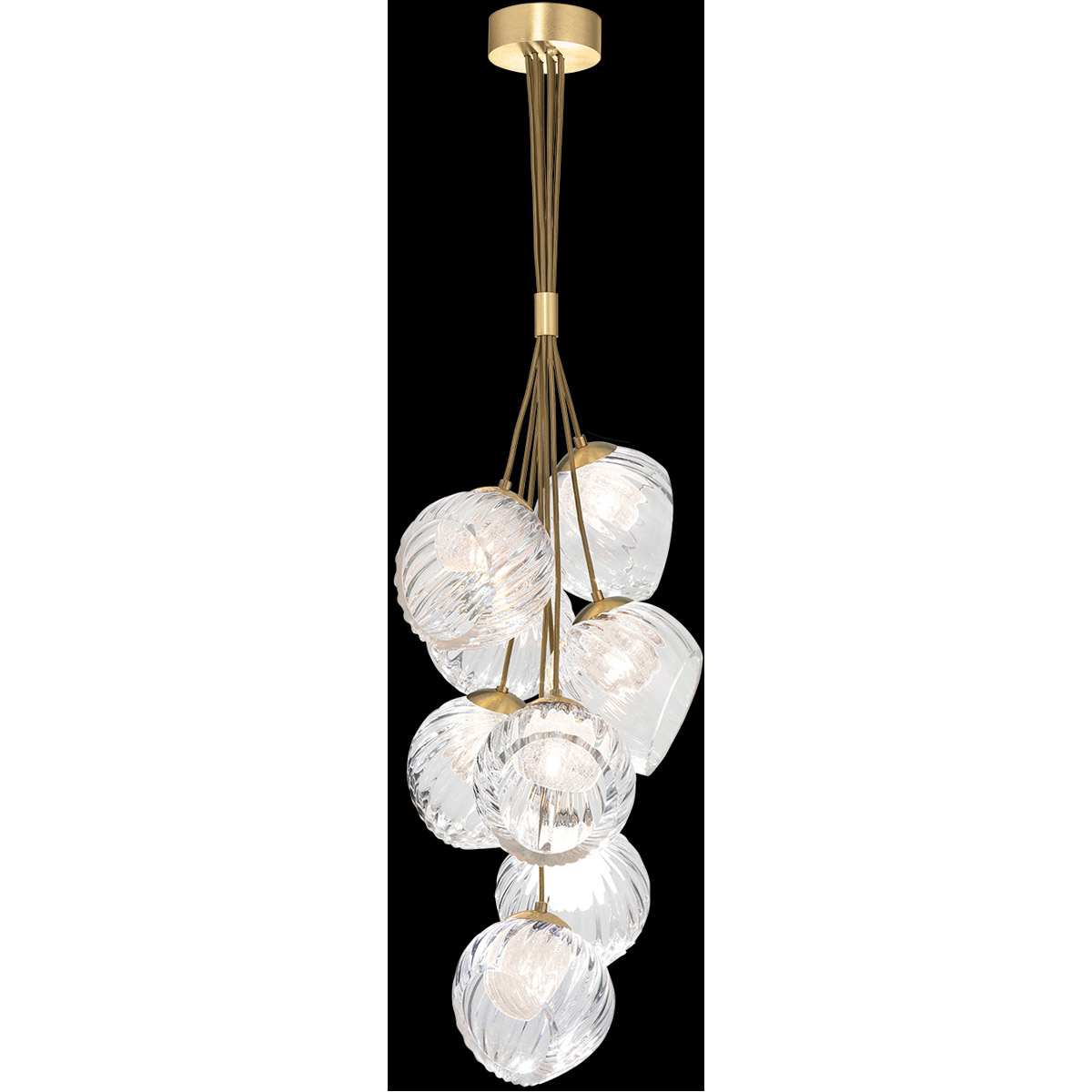 Nest Pendant Ceiling Light in Gold, Clear Studio Glass
