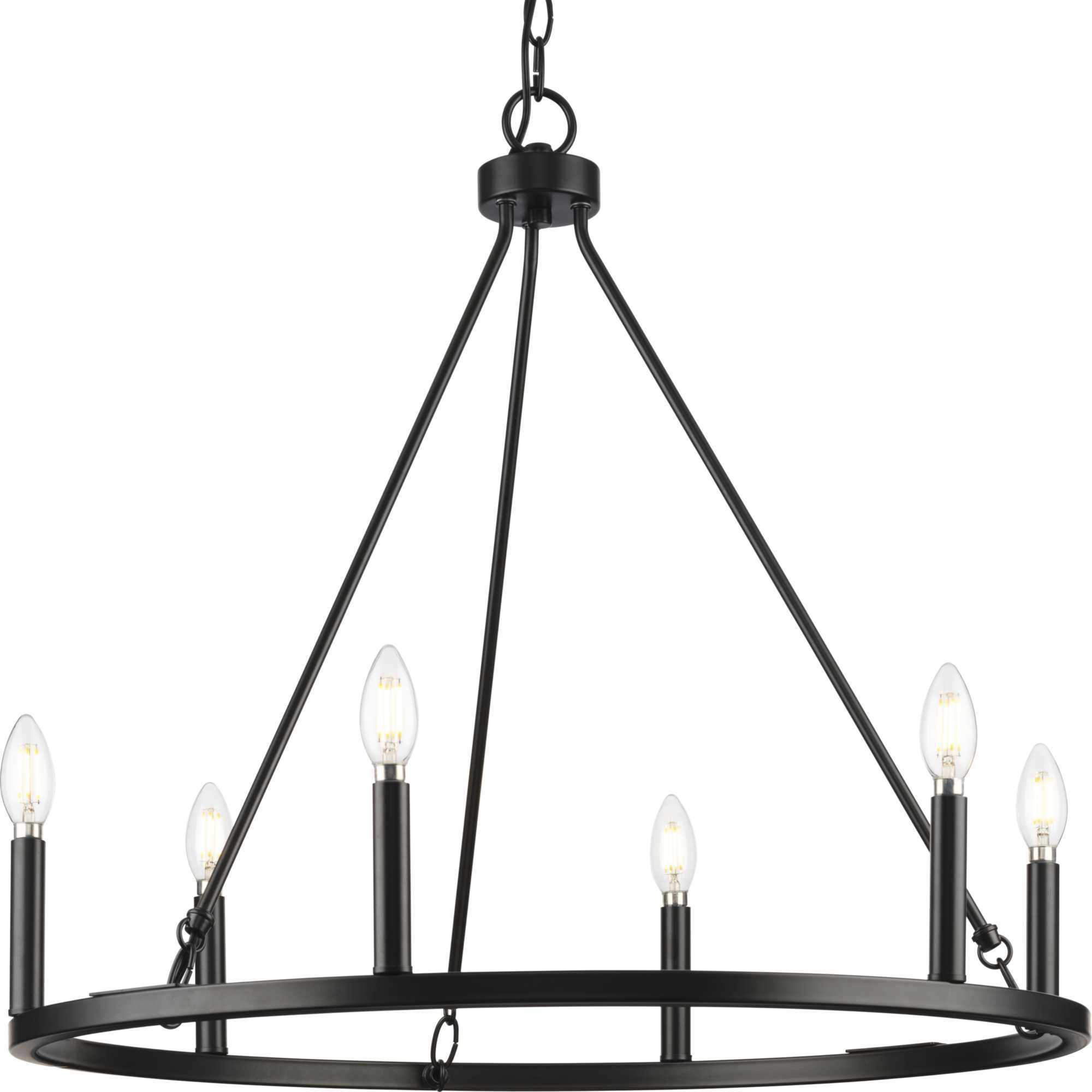 Gilliam 6 Light 27.62 inch Matte Black Chandelier Ceiling Light