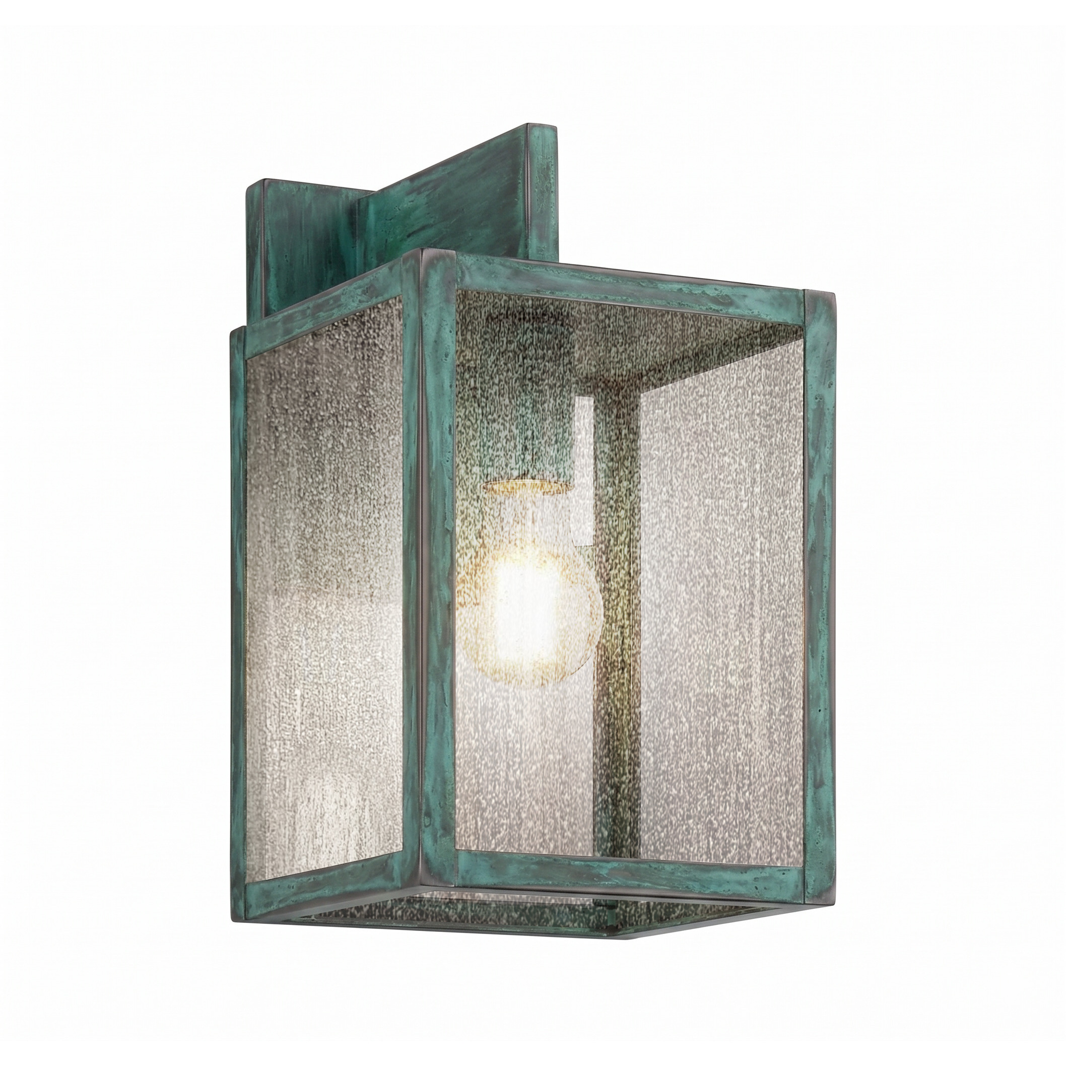 Westbrook 1 Light 13.25 inch Verde Green Outdoor Sconce in Seedy Glass, Brass Traditions by Innovations Lighting