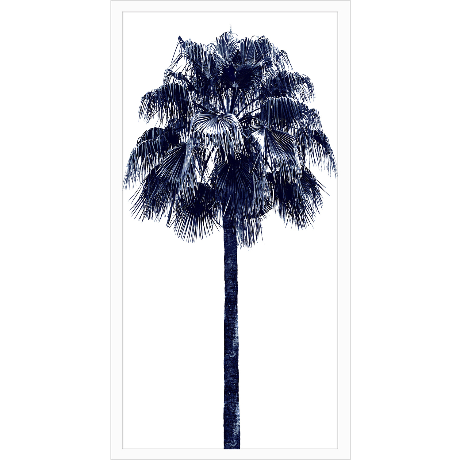 Palm Tree Blue Blue and White Framed Art