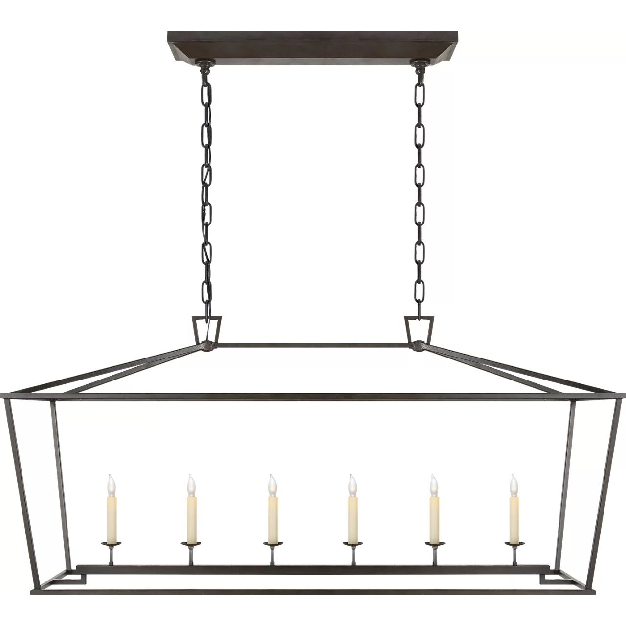 Chapman & Myers Darlana 6 Light 54 inch Aged Iron Linear Lantern Pendant Ceiling Light, Large