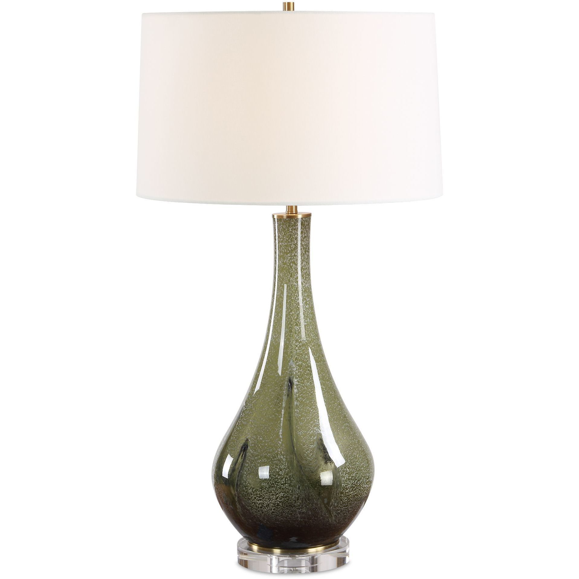 Marist 31 inch 150 watt White and Clear Crystal and Antique Brass Table Lamp Portable Light