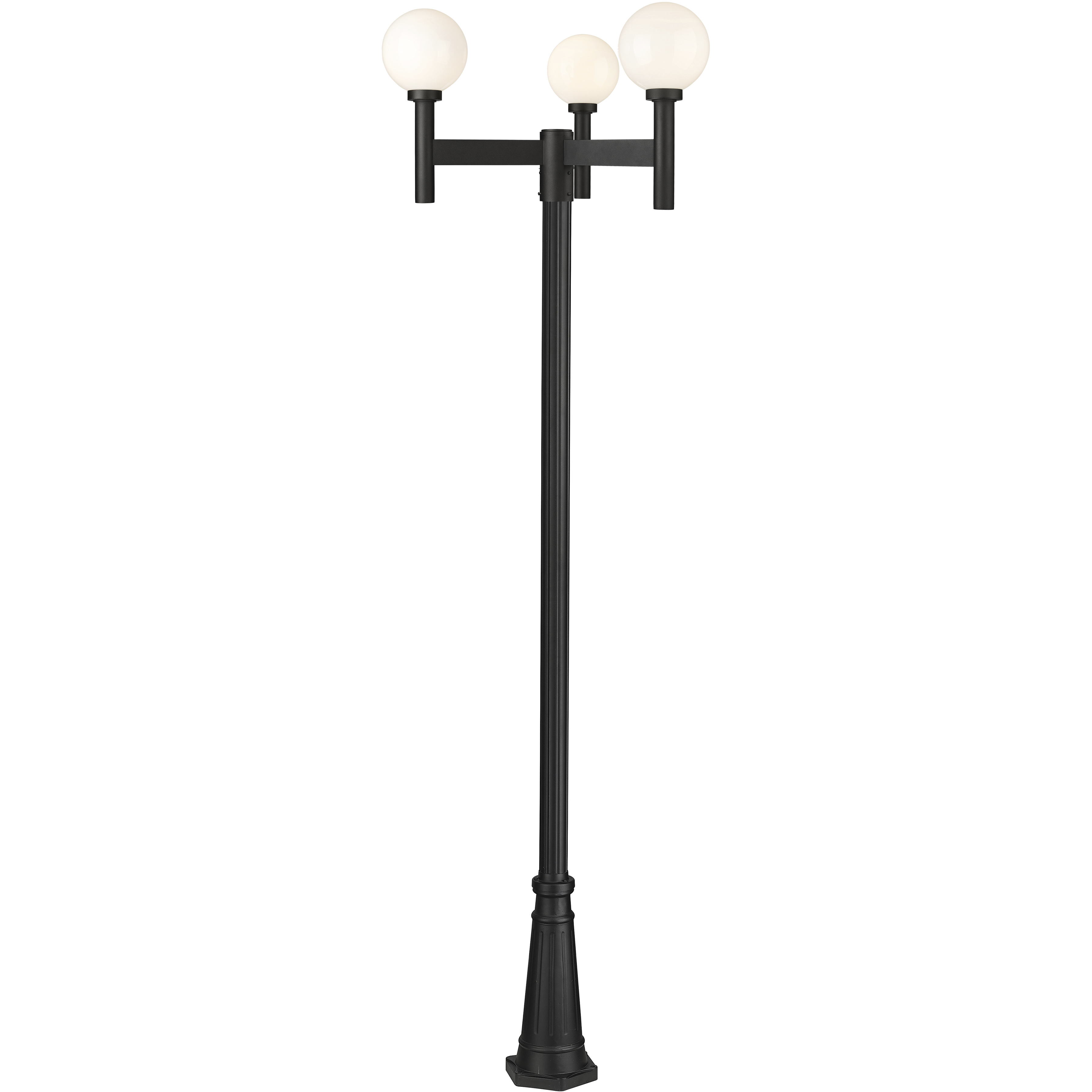 Laurent 3 Light 112 inch Black Outdoor Post Mounted Fixture in Opal