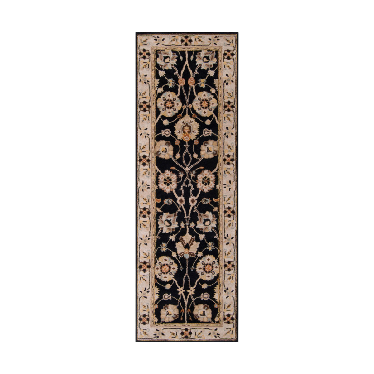 Edda 96 X 30 inch Black/Taupe/Beige/Tan/Dark Brown/Burnt Orange Rugs, Wool