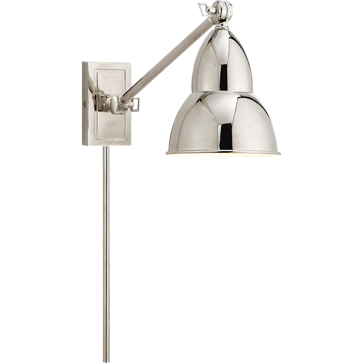 French Library2 20 inch 15 watt Polished Nickel Single Arm Wall Lamp Wall Light