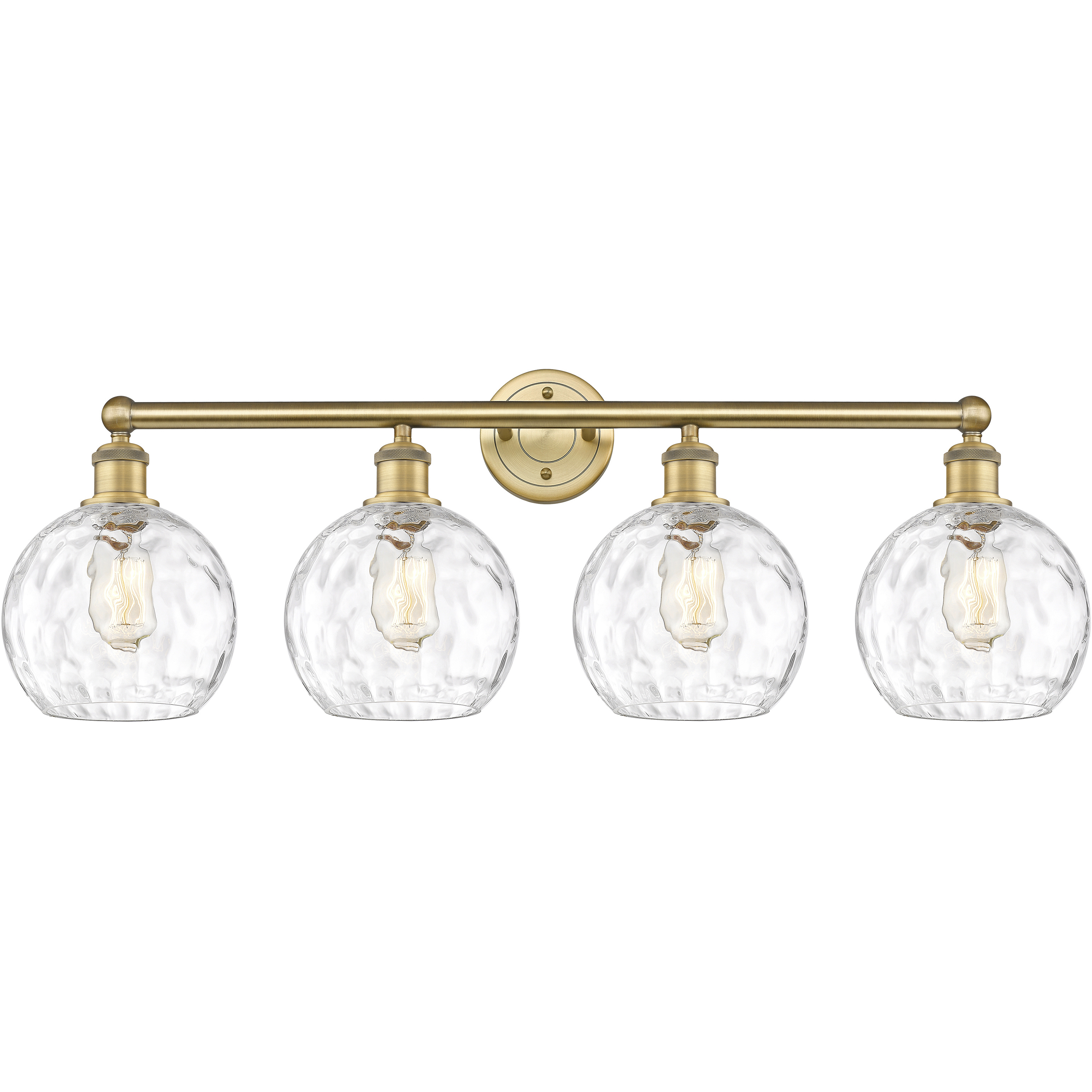 Athens Water Glass 4 Light 35 inch Brushed Brass Bath Vanity Light Wall Light in Clear Glass