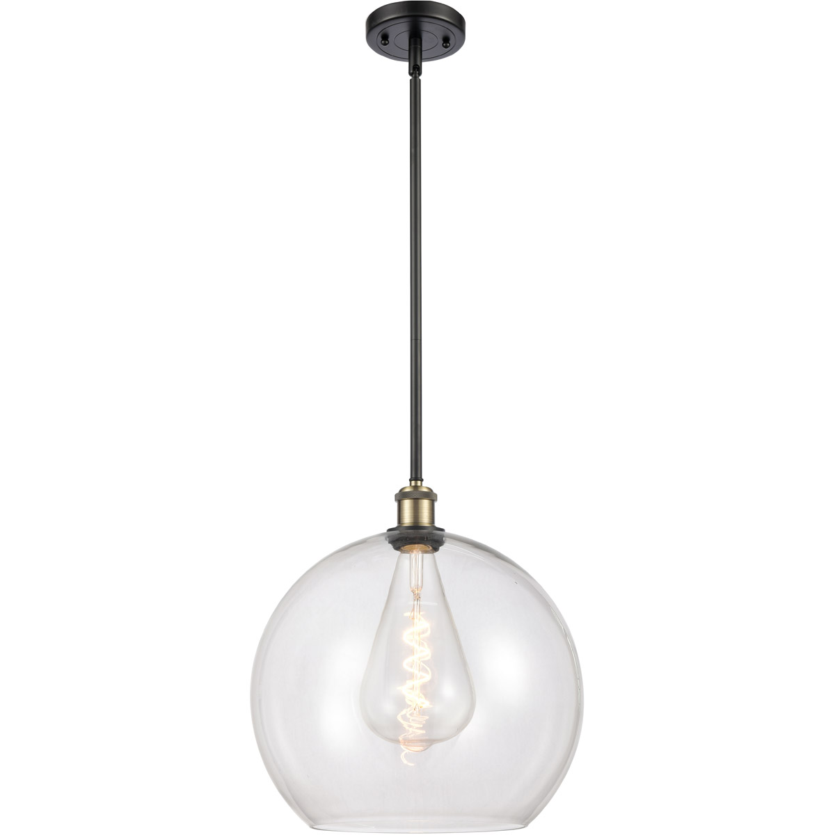 Ballston Athens LED 13.75 inch Black Antique Brass Pendant Ceiling Light in Clear Glass