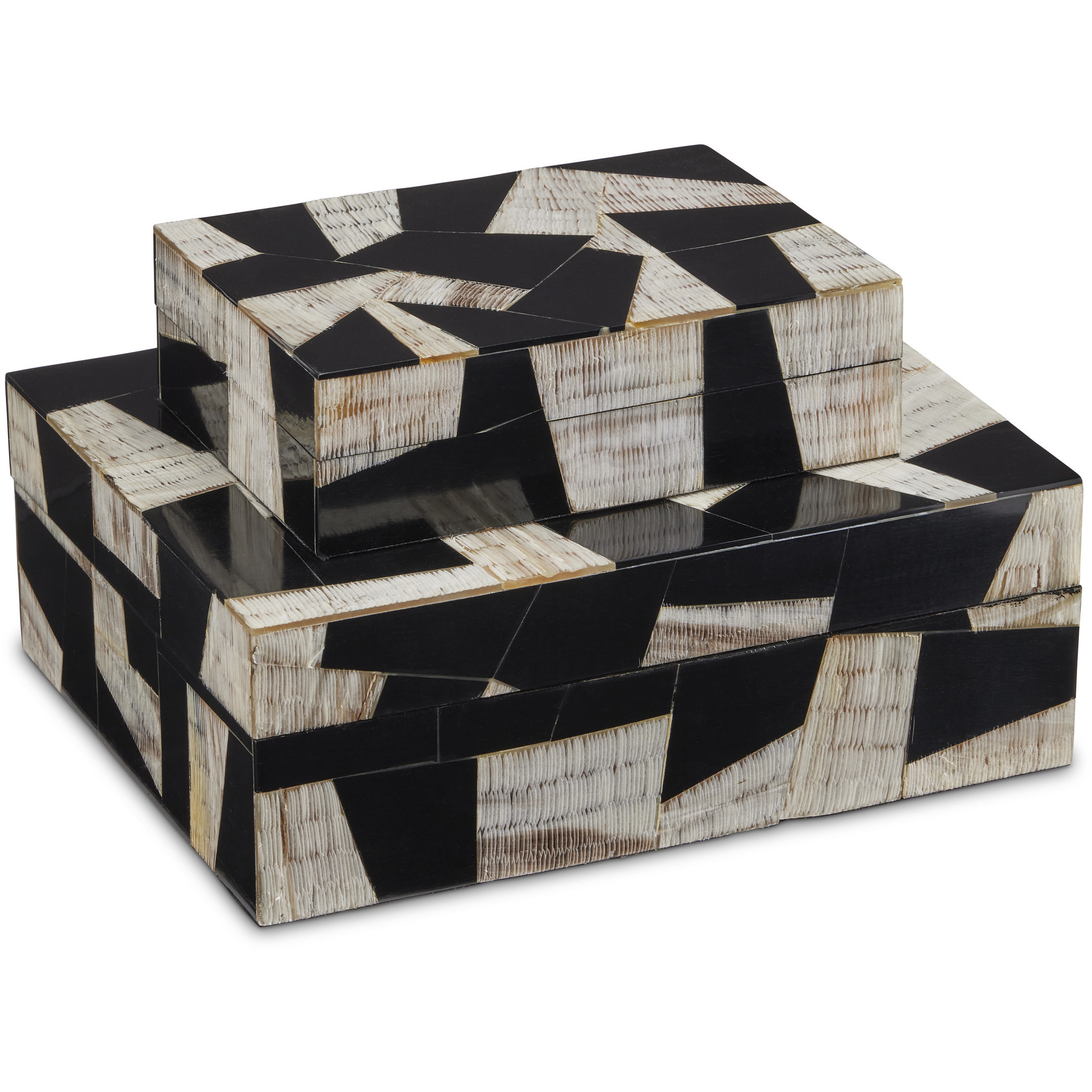 Bindu 7 inch Natural and Black Boxes, Set of 2