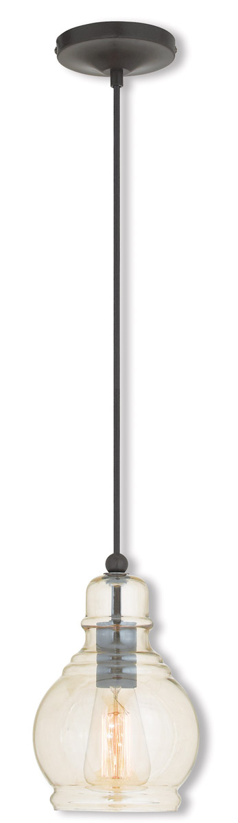 Art Glass 1 Light 6.25 inch English Bronze Mini Pendant Ceiling Light