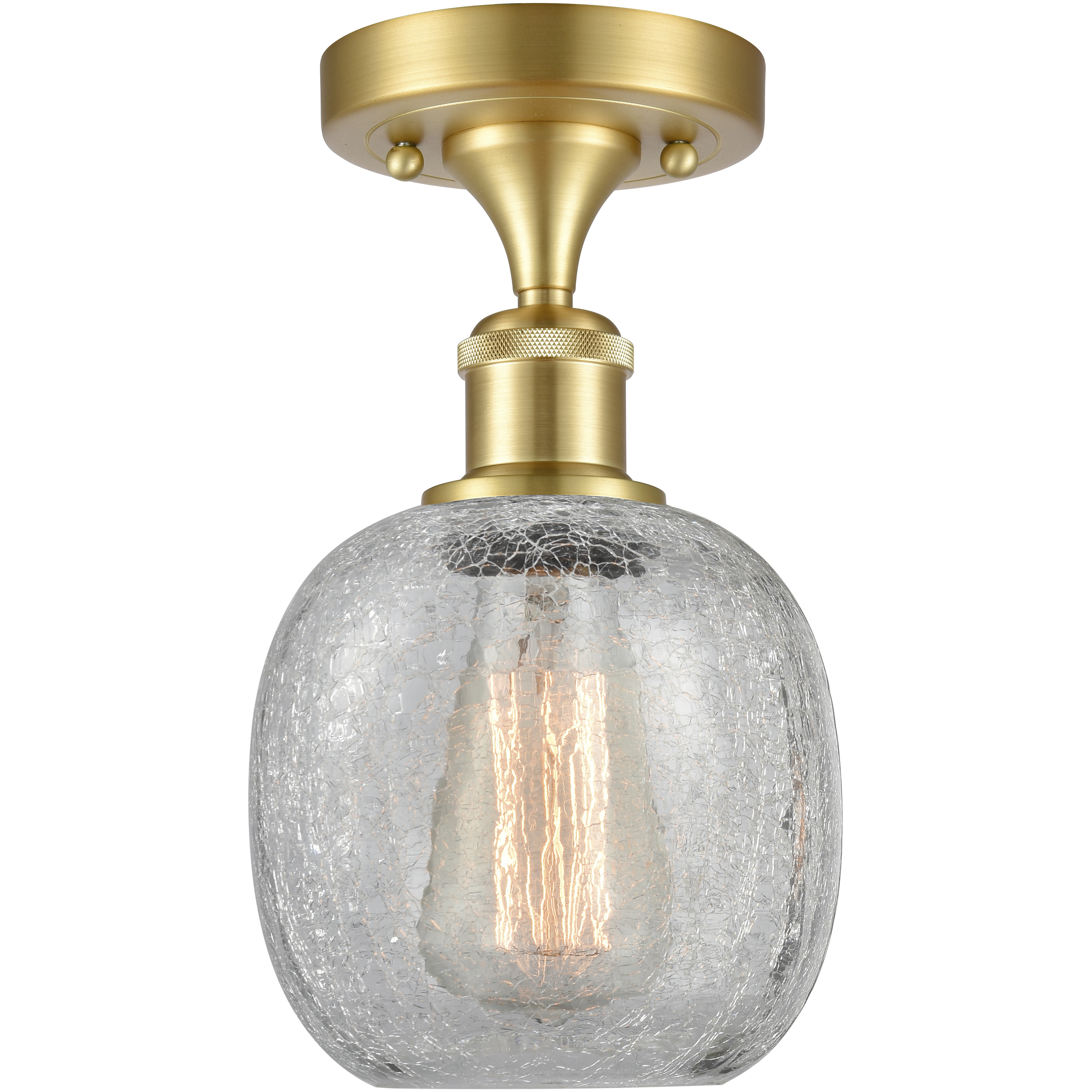 Belfast 1 Light 6 inch Satin Gold Flush Mount Ceiling Light in Clear Crackle, 2.1 lb