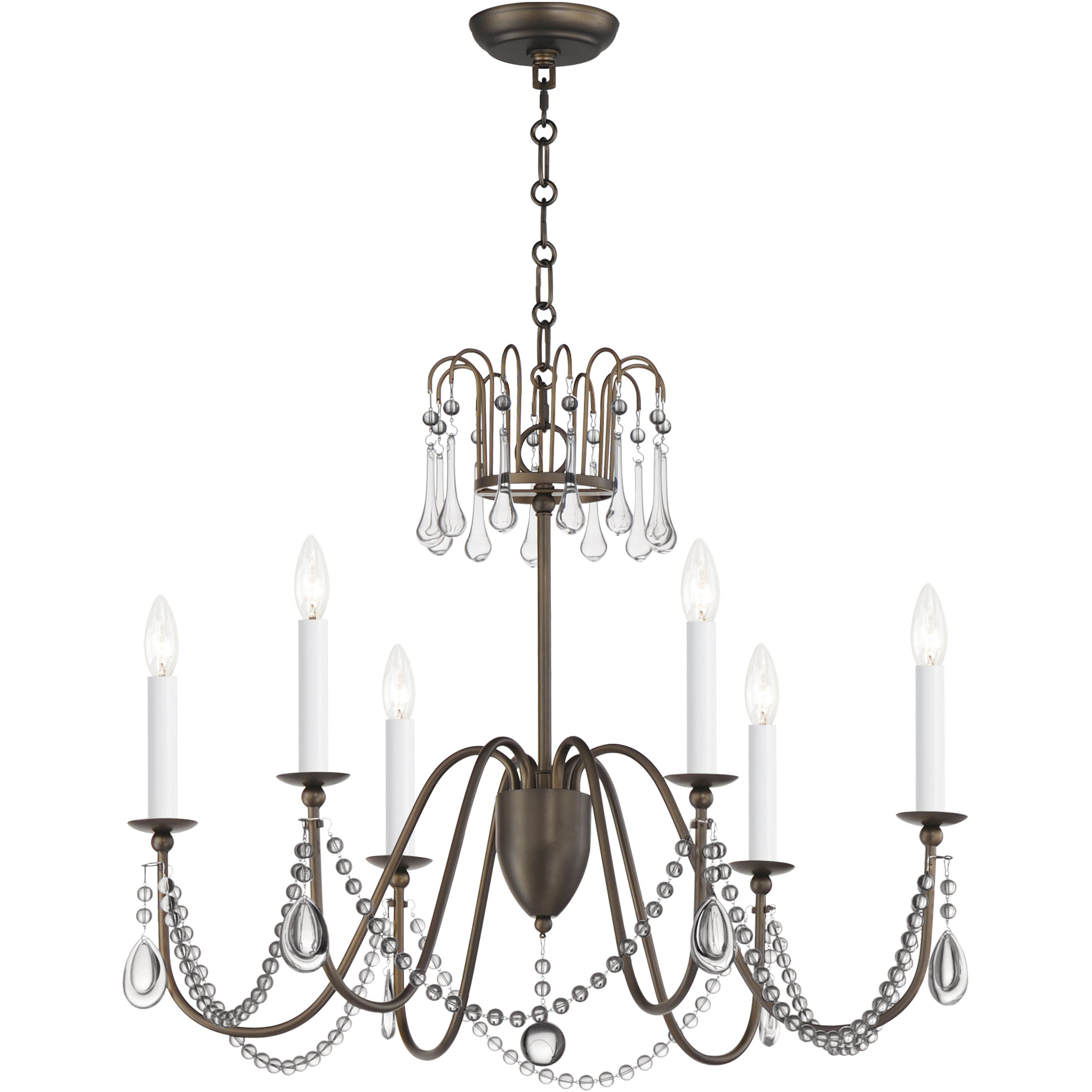 Plumette 6 Light 28 inch Chestnut Bronze Chandelier Ceiling Light