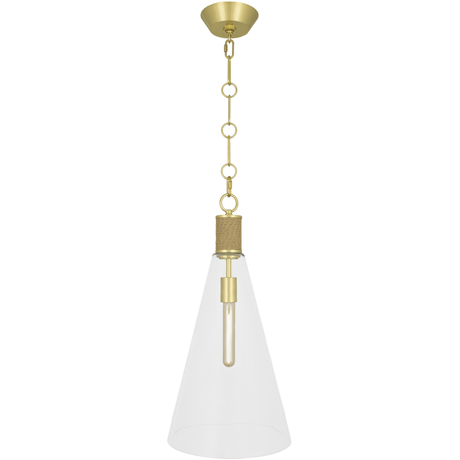 Hatteras LED 11.75 inch Natural Rope with Modern Brass Pendant Ceiling Light