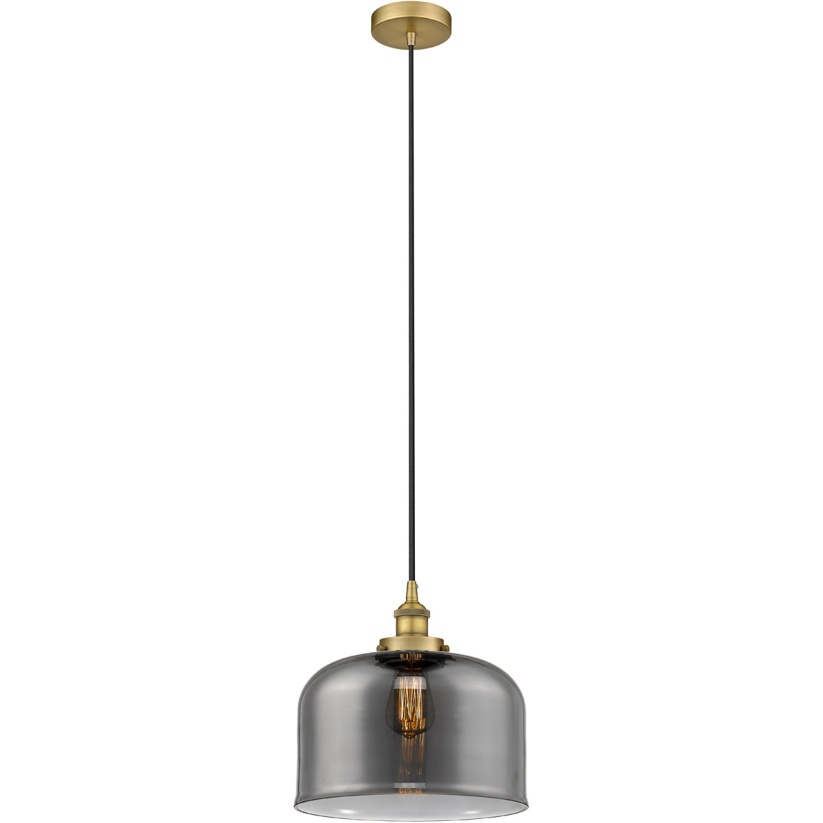 Edison Bell 1 Light 12 inch Brushed Brass Mini Pendant Ceiling Light