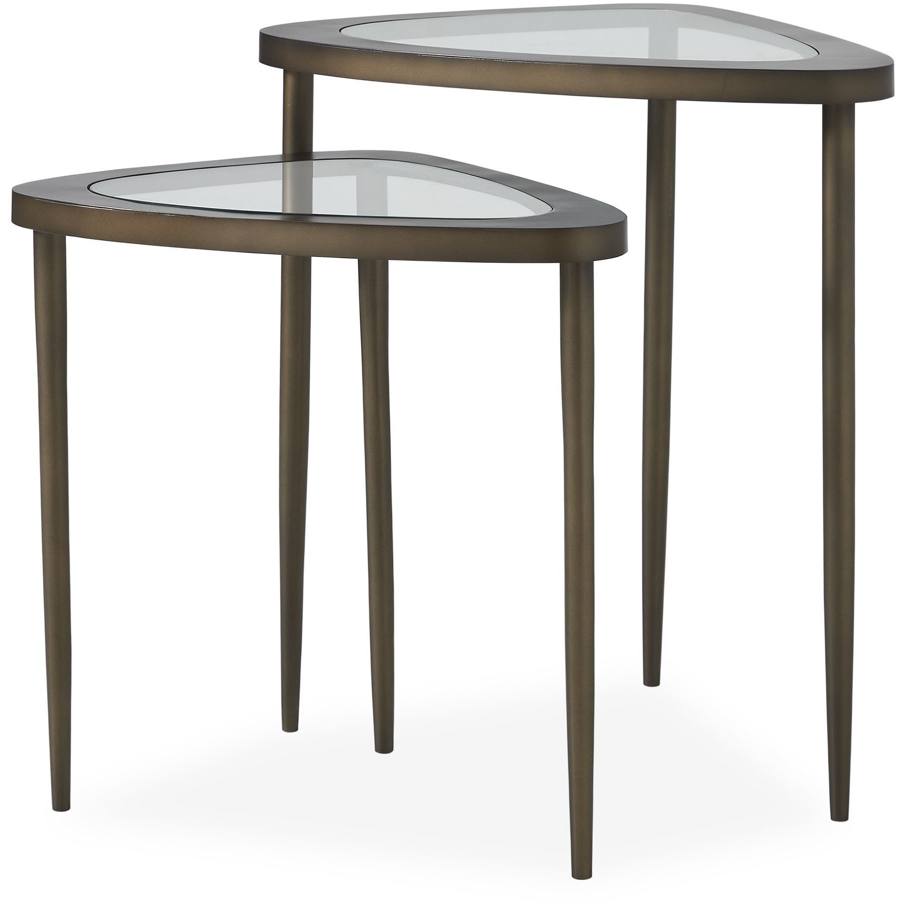 Millar 24 X 22.5 inch Clear Glass and Antique Brass Nesting Tables, Set of 2