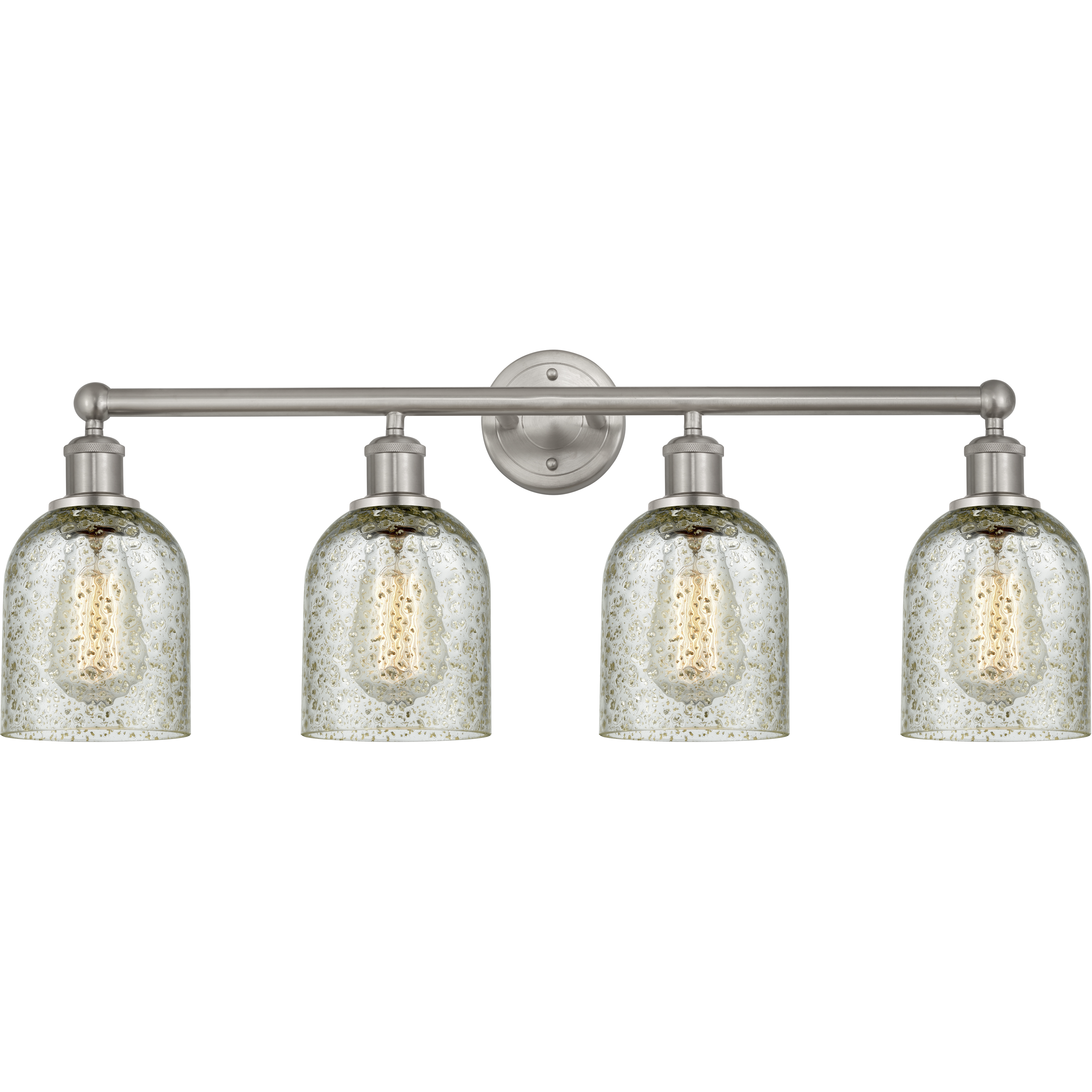Edison Caledonia 4 Light 32 inch Brushed Satin Nickel Bath Vanity Light Wall Light in Mica Glass
