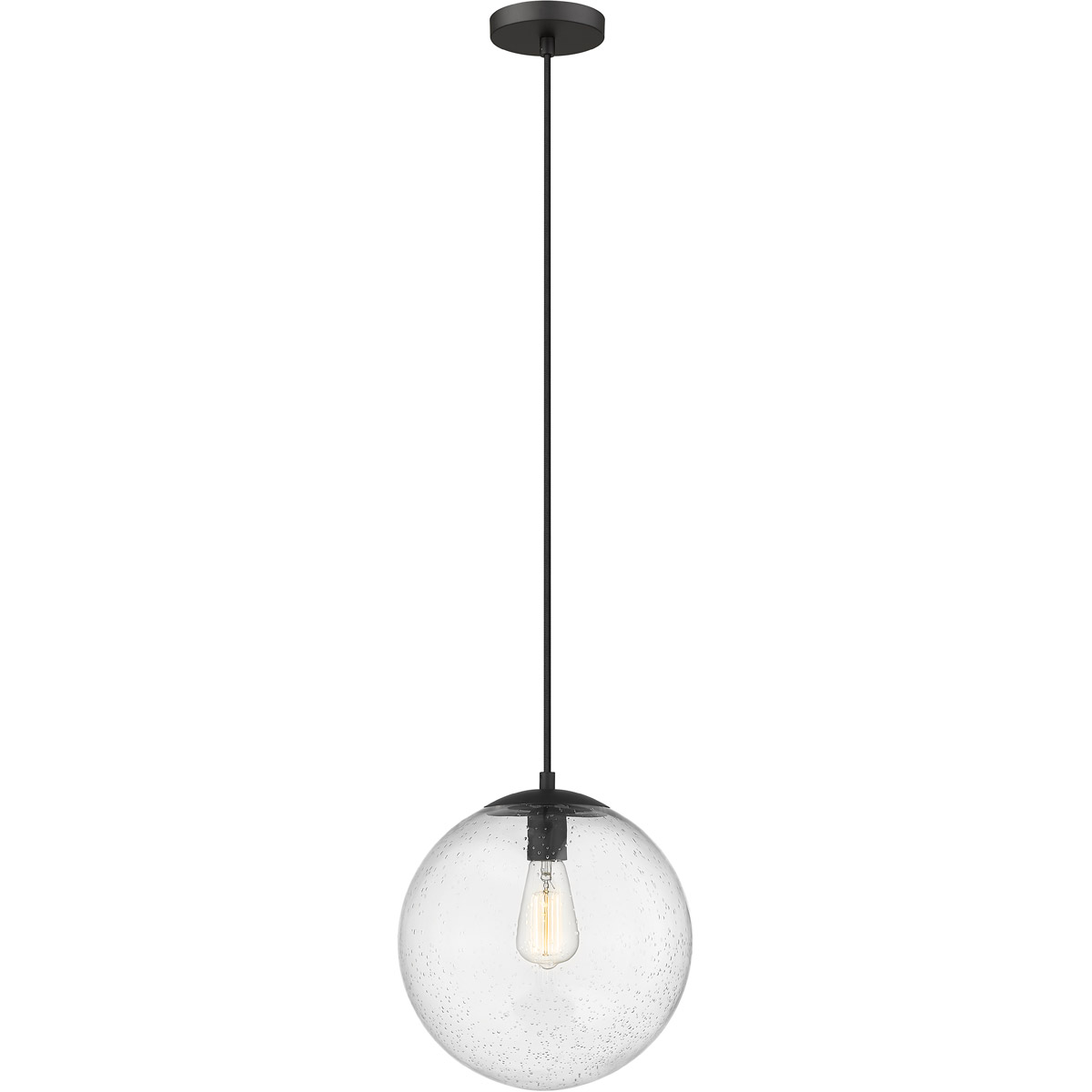 Tolland LED 12 inch Matte Black Mini Pendant Ceiling Light in Seedy Glass