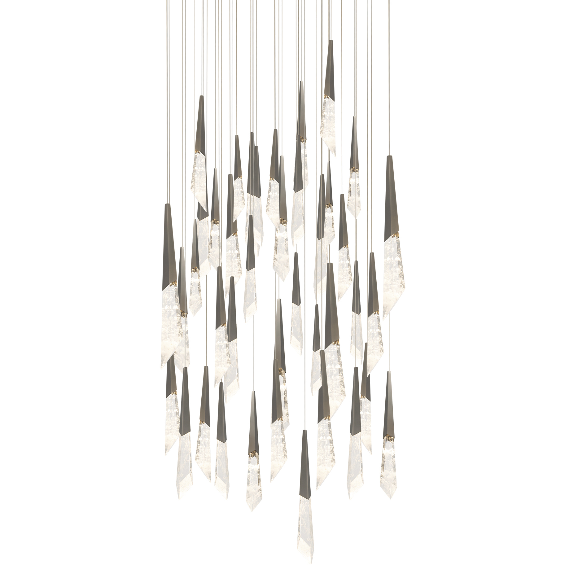 Beyond Solitude LED 36 inch Antique Nickel Multi-Light Pendant Ceiling Light, Square Canopy
