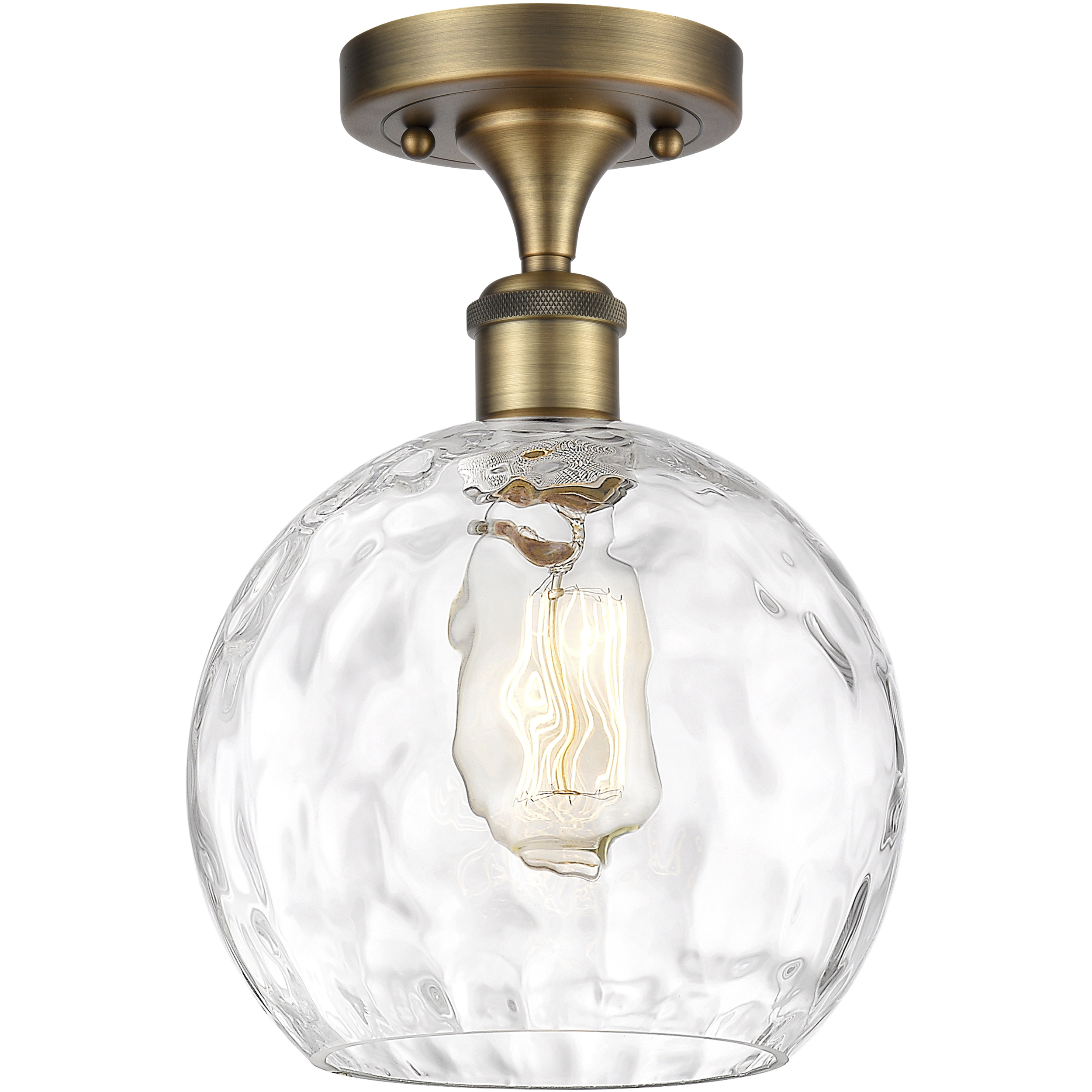 Athens Water Glass 1 Light 8 inch Brushed Brass Semi-Flush Mount Ceiling Light