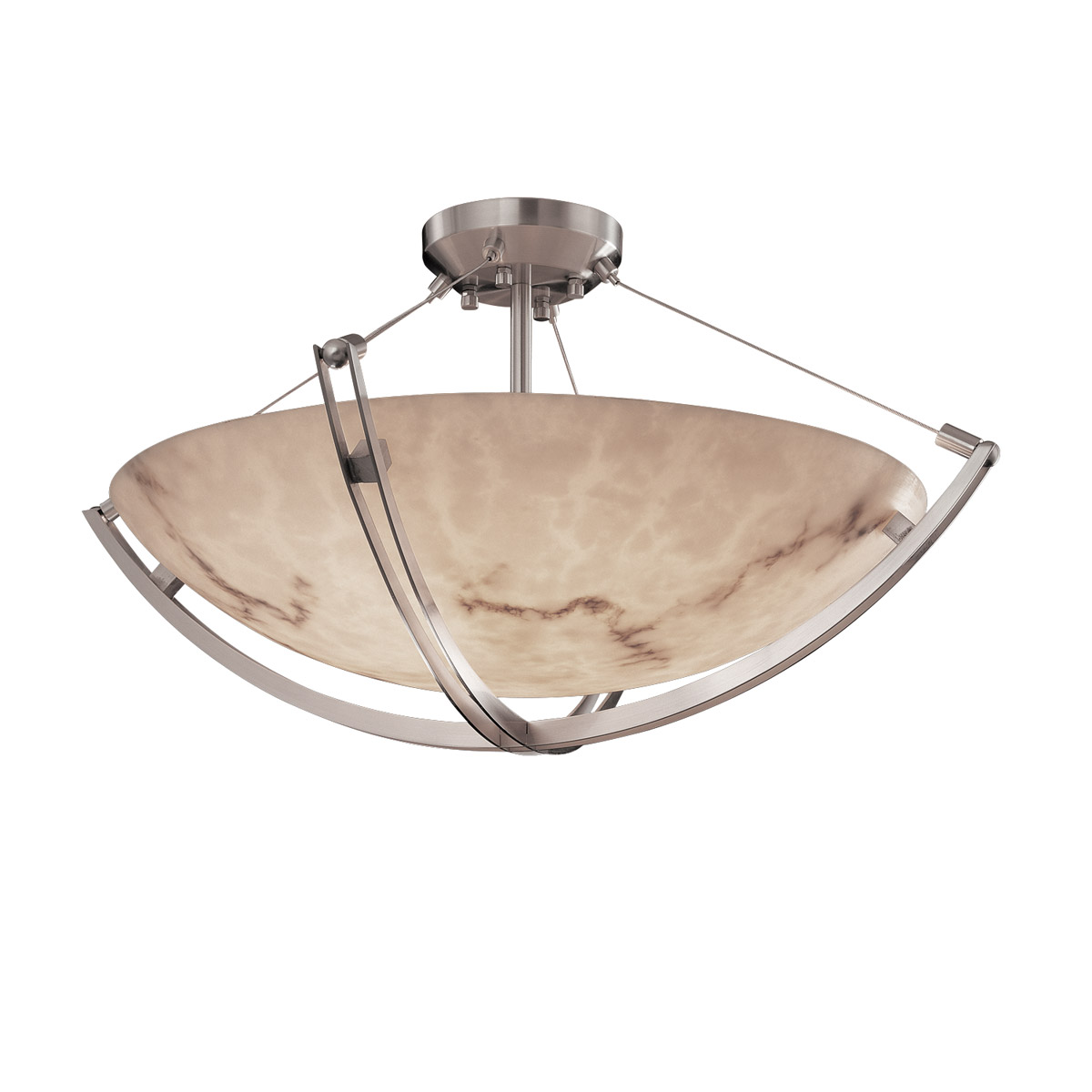 Lumenaria 6 Light 21 inch Brushed Nickel Semi-Flush Bowl Ceiling Light in Round Bowl, Incandescent